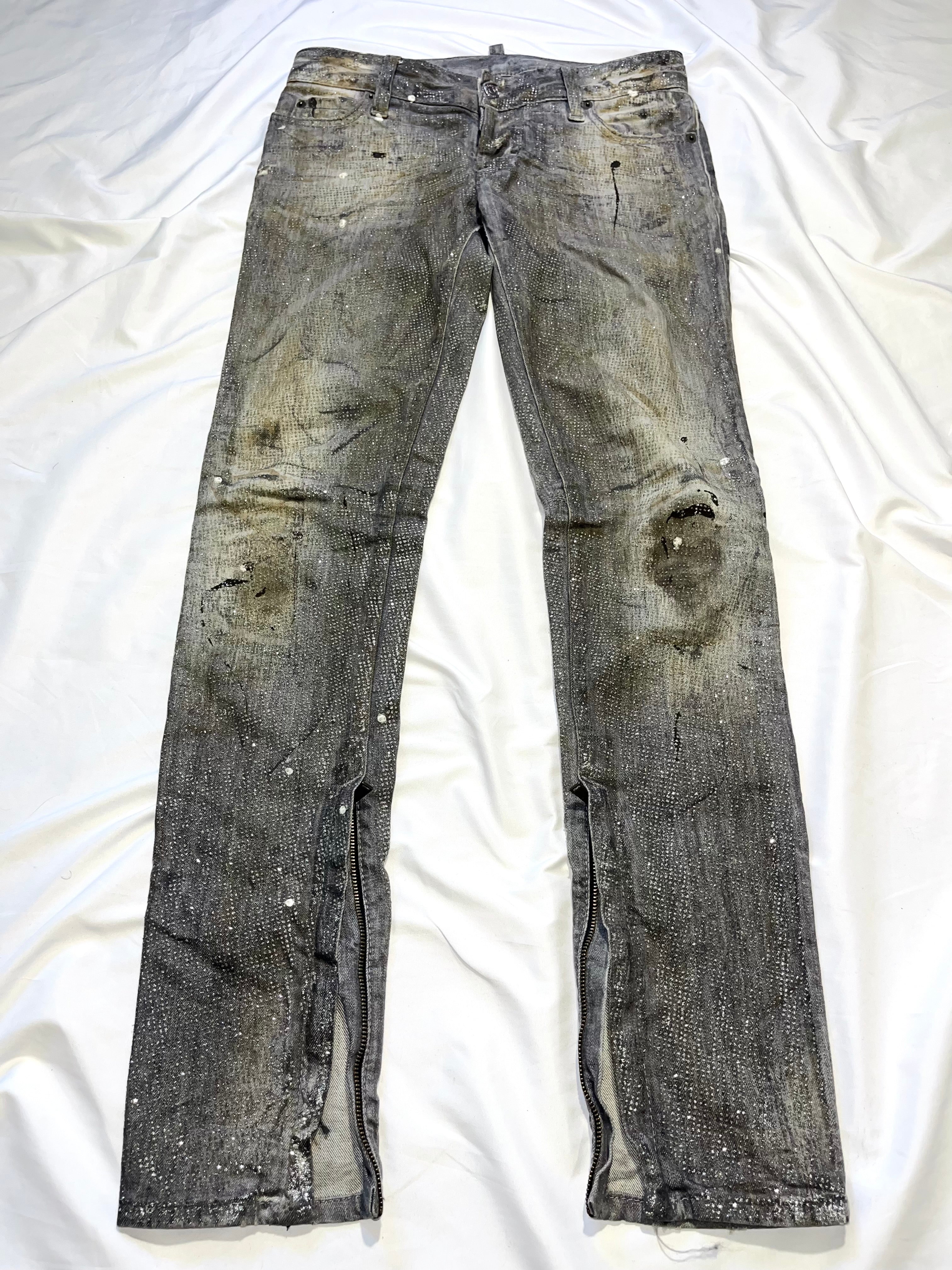 DSQUARED2 FW10 MUDDY GLITTER JEANS IN GRAY SIZE 40 EU