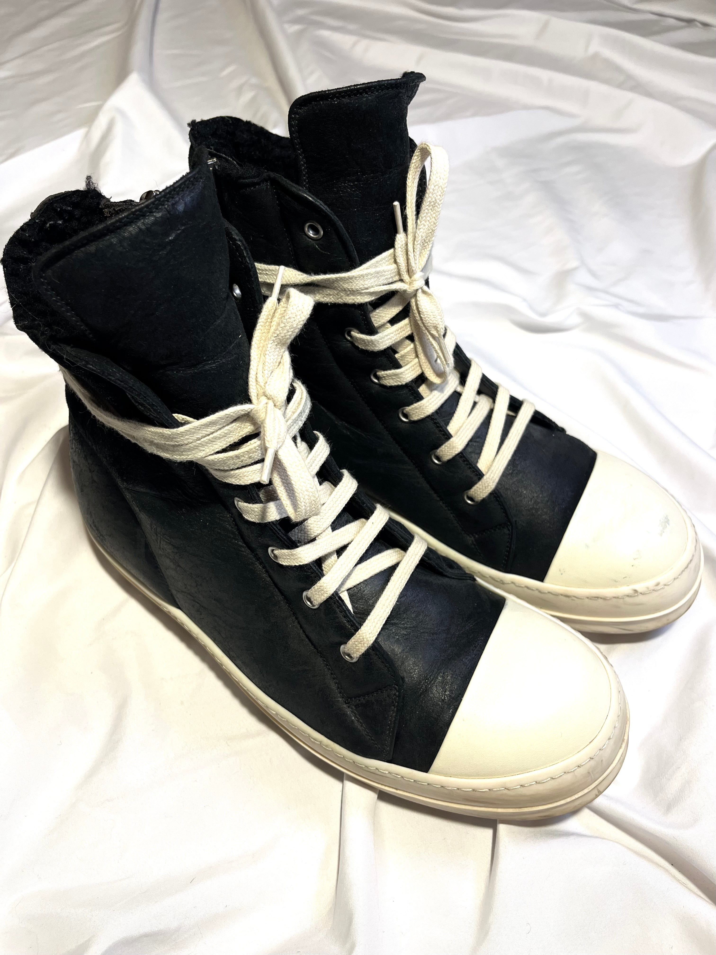 RICK OWENS FW17 'WALRUS' SHEARLING RAMONES HI-TOP