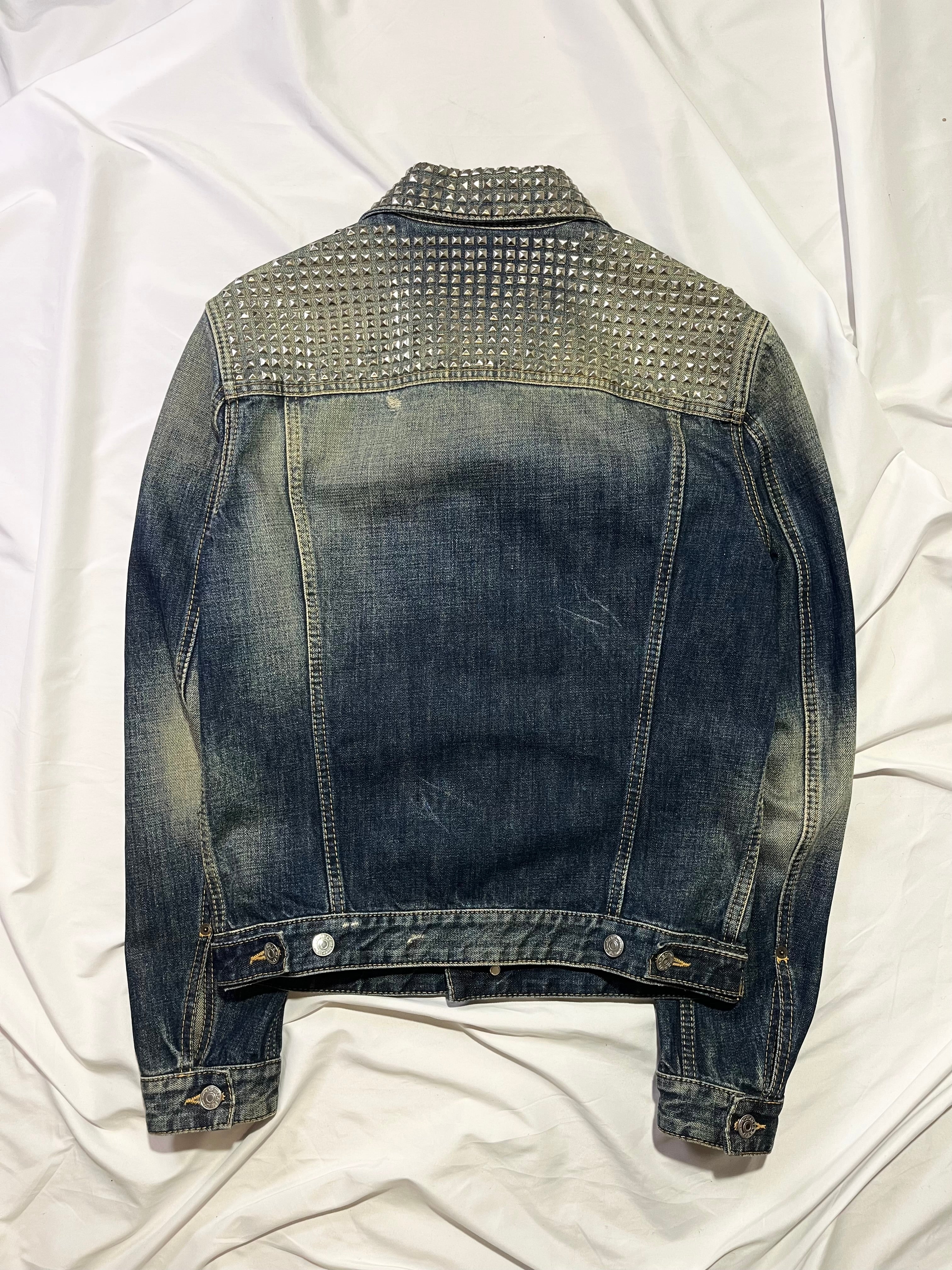 DSQUARED2 STUDDED DENIM TRUCKER JACKET IN SIZE 46