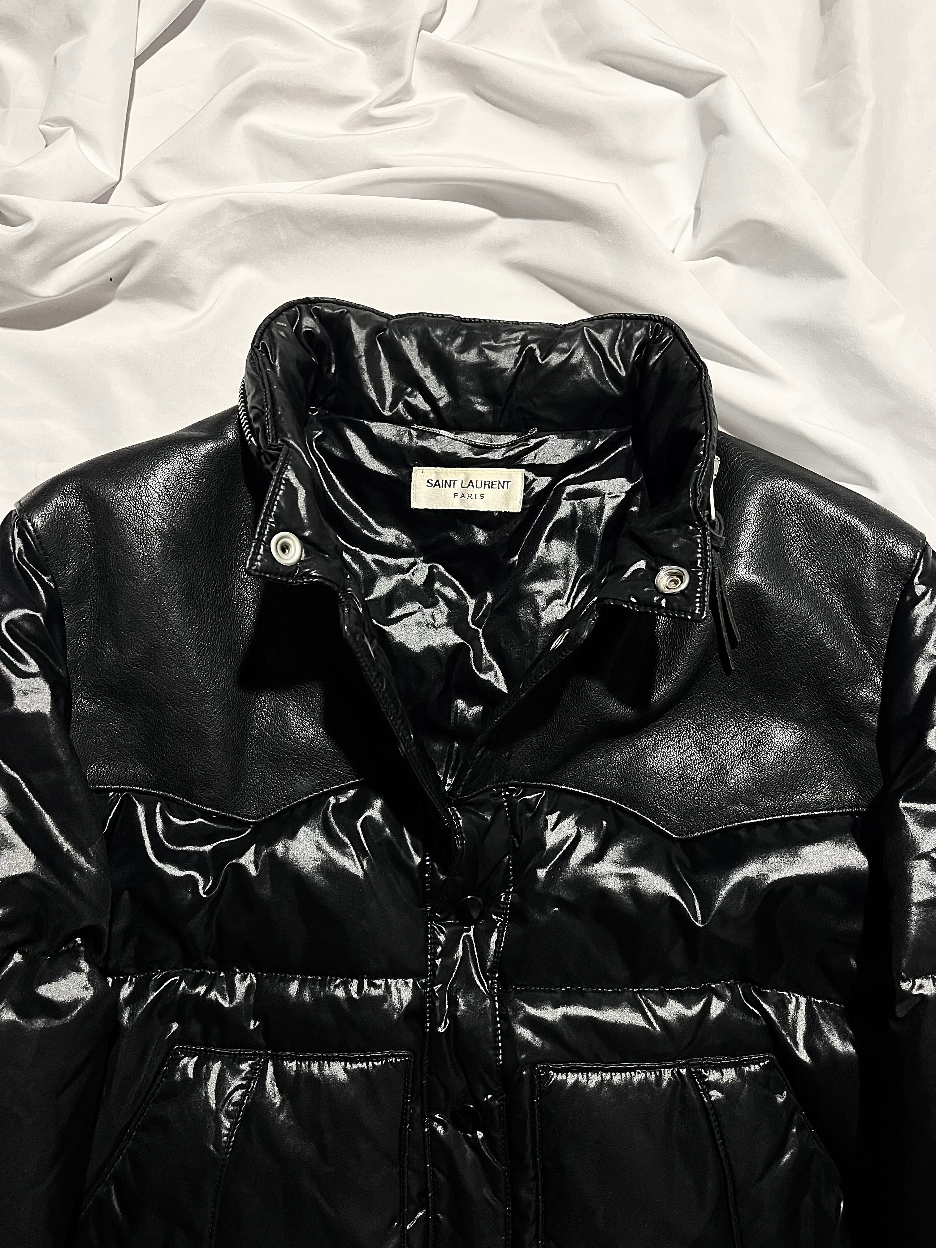 SAINT LAURENT PARIS FW13 GLOSSY LEATHER PUFFER BY HEDI SLIMANE IN 48