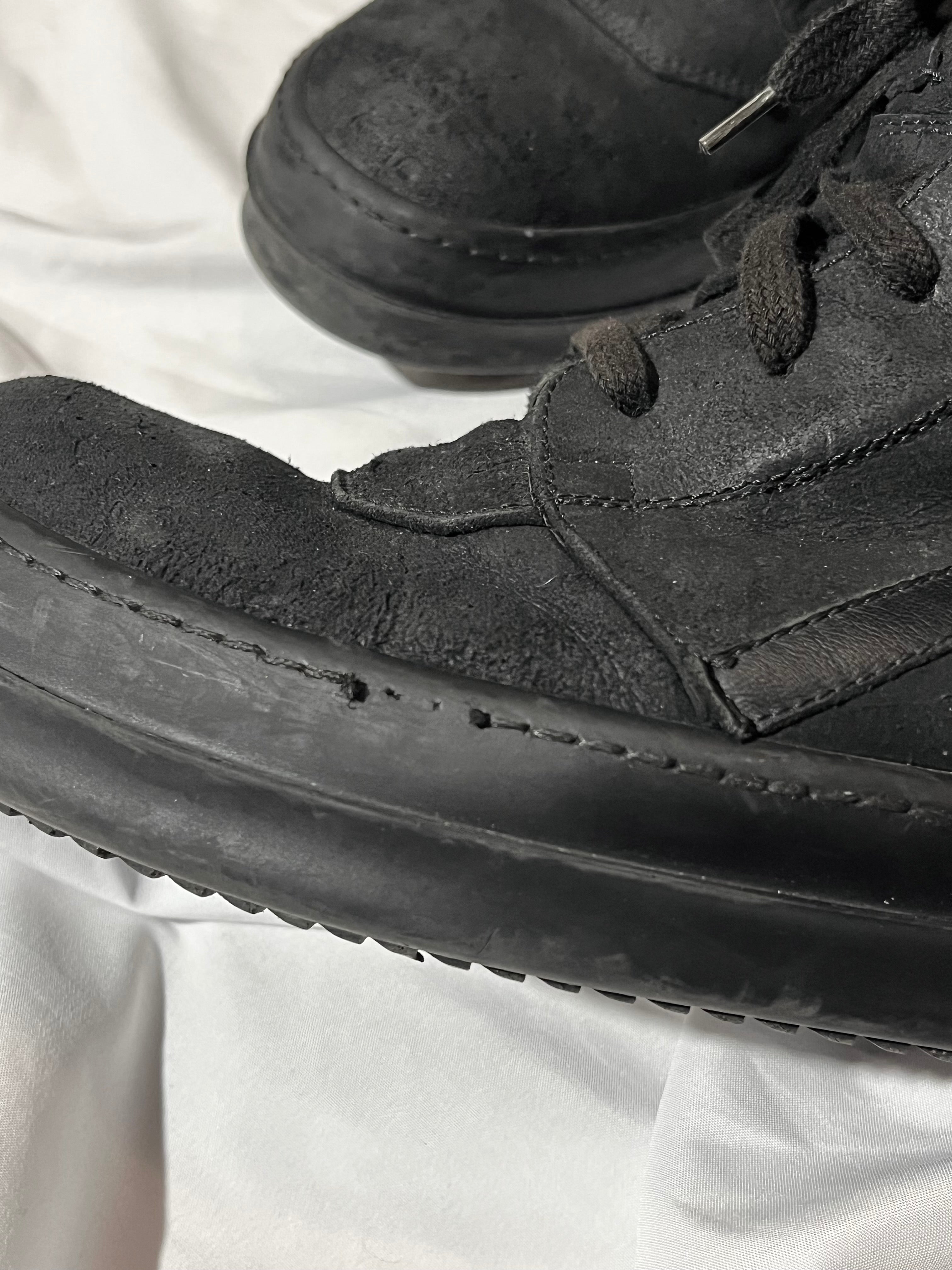 RICK OWENS FW13 'PLINTH' TRIPLE BLACK BLISTERED LEATHER GEOBASKETS