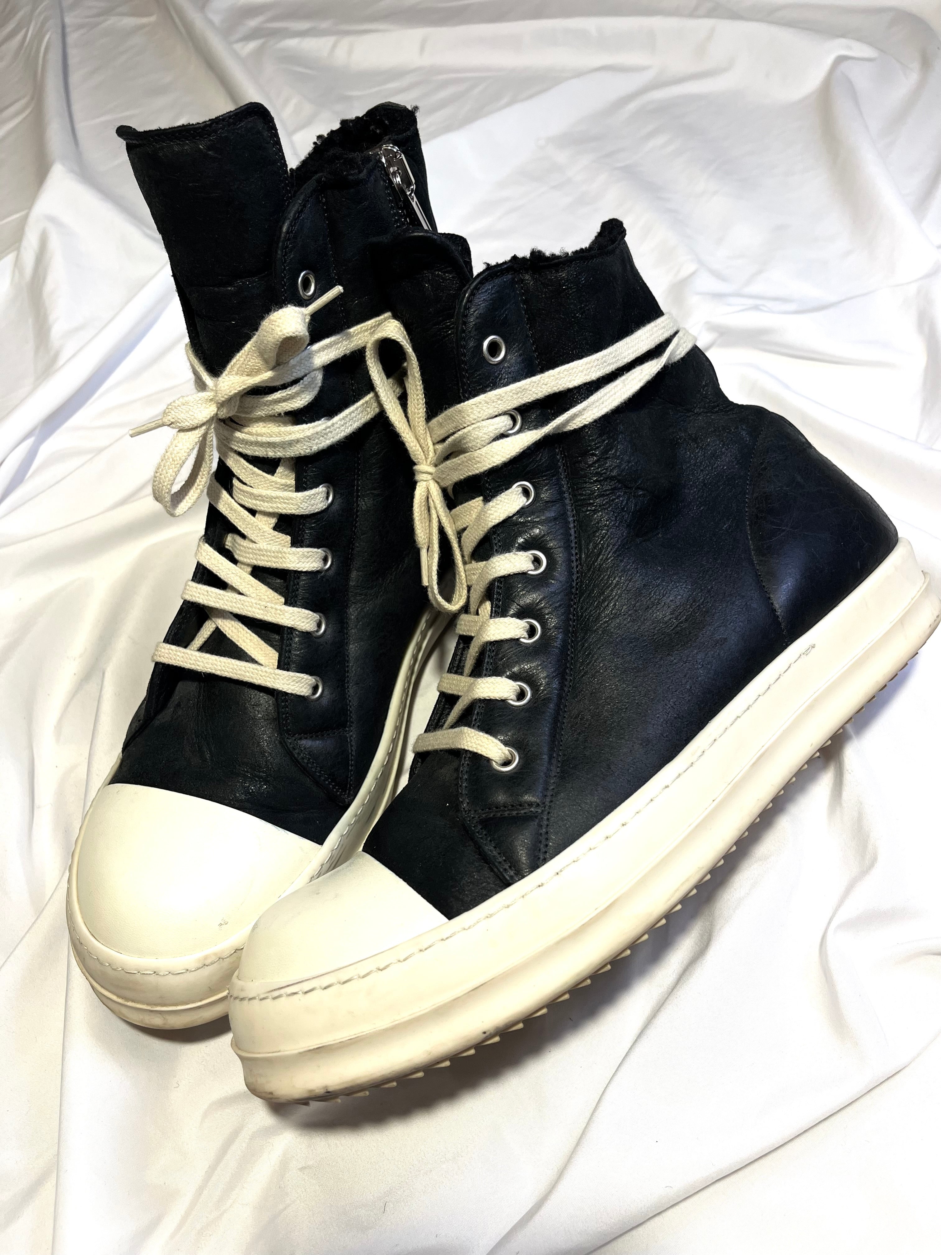 RICK OWENS FW17 'WALRUS' SHEARLING RAMONES HI-TOP