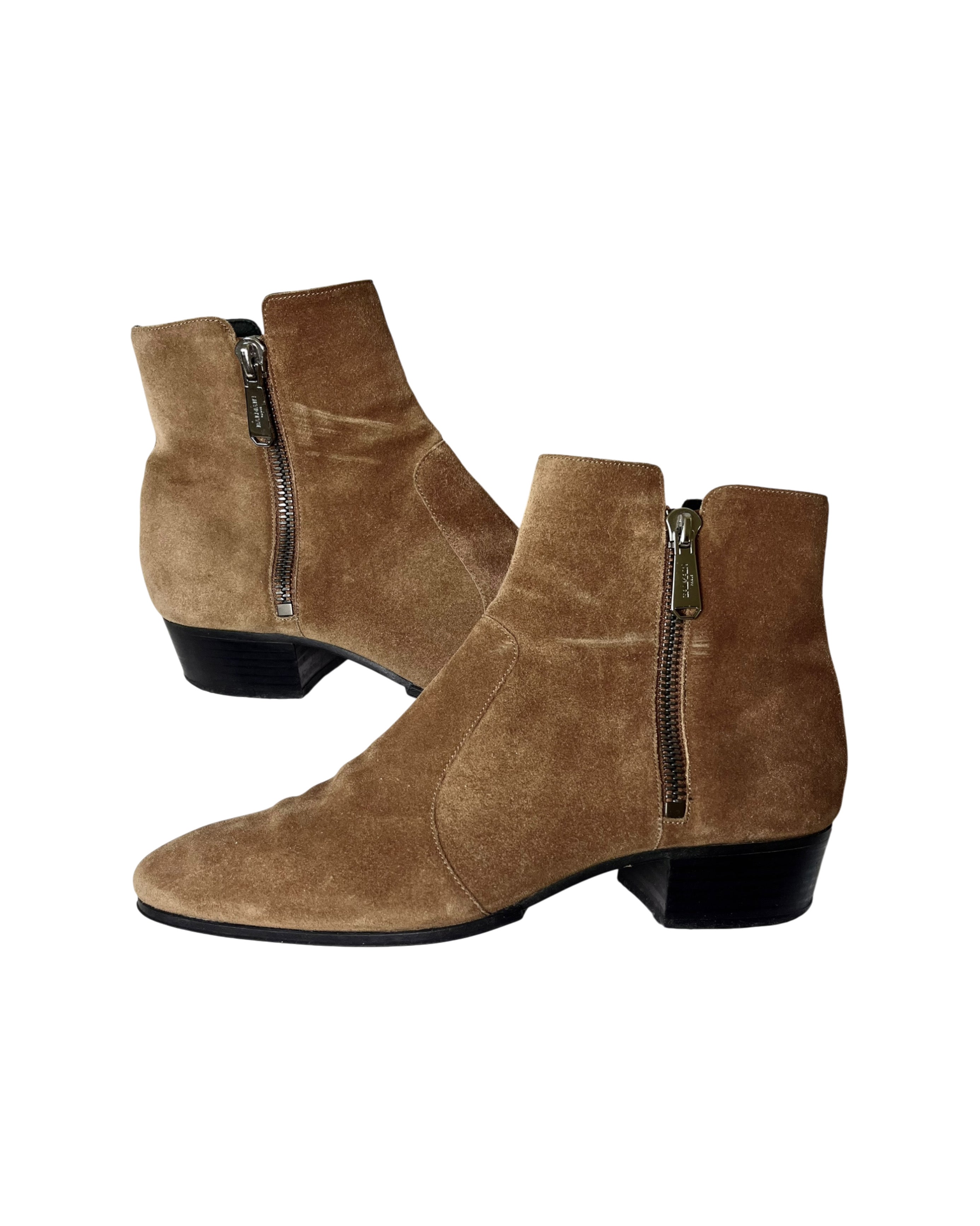 BALMAIN ANTHOS DOUBLE ZIP CHELSEA KHAKI SUEDE BOOTS BY OLIVIER ROUSTEING