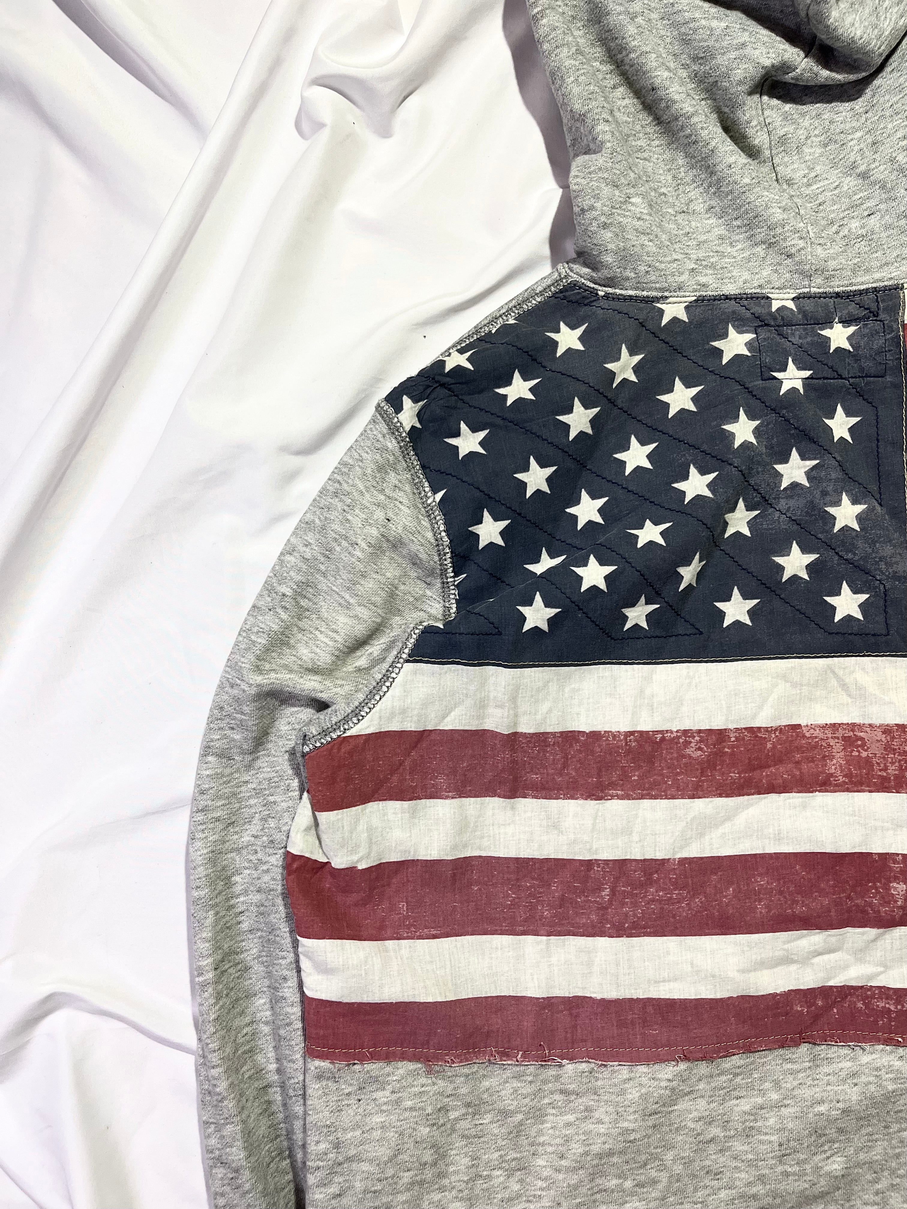 RALPH LAUREN DENIM & SUPPLY US FLAG EMBROIDERED ZIP-UP HOODIE IN L