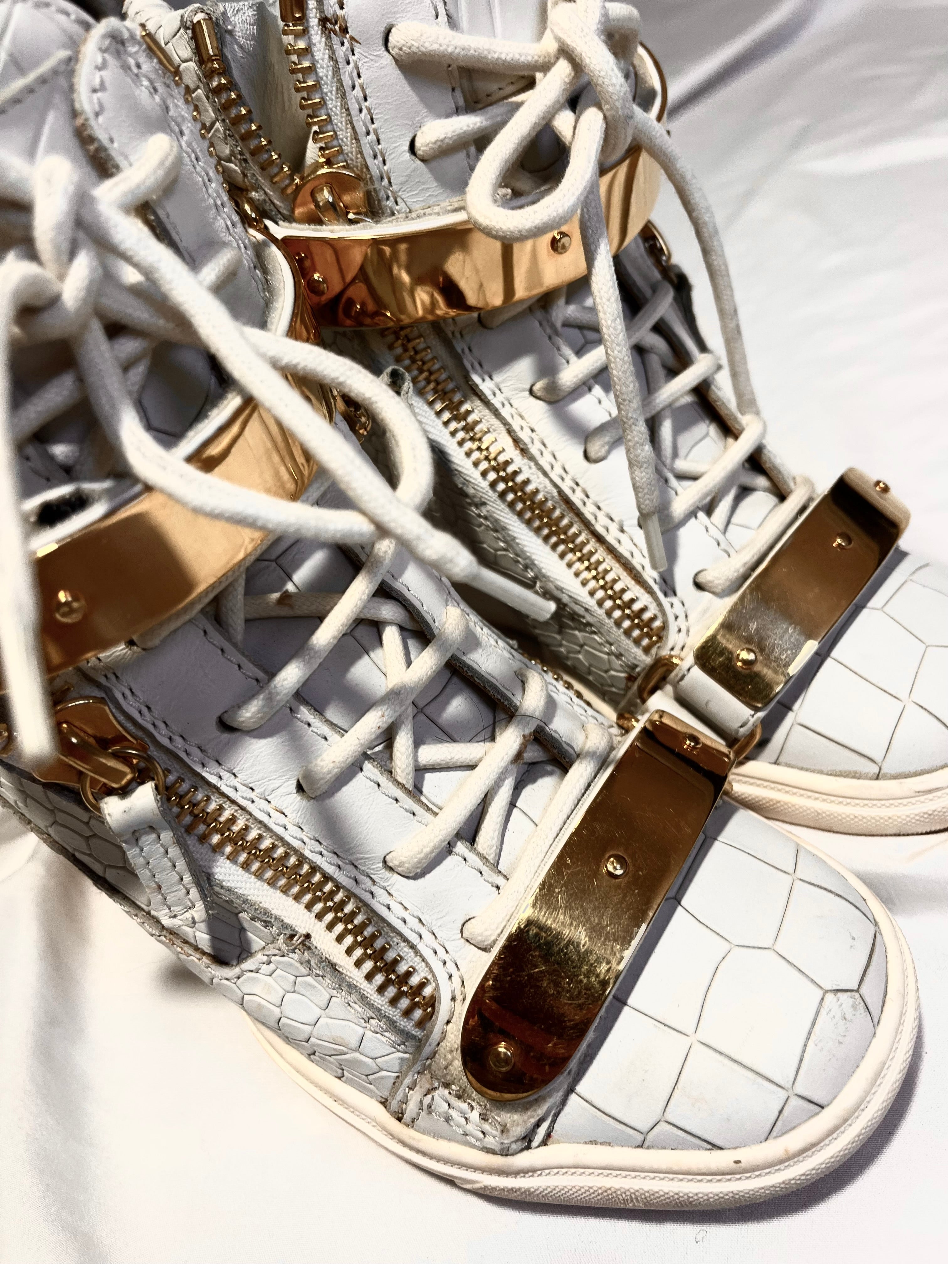 GIUSEPPE ZANOTTI 'COBY' CROCODILE WEDGE SNEAKERS IN 36