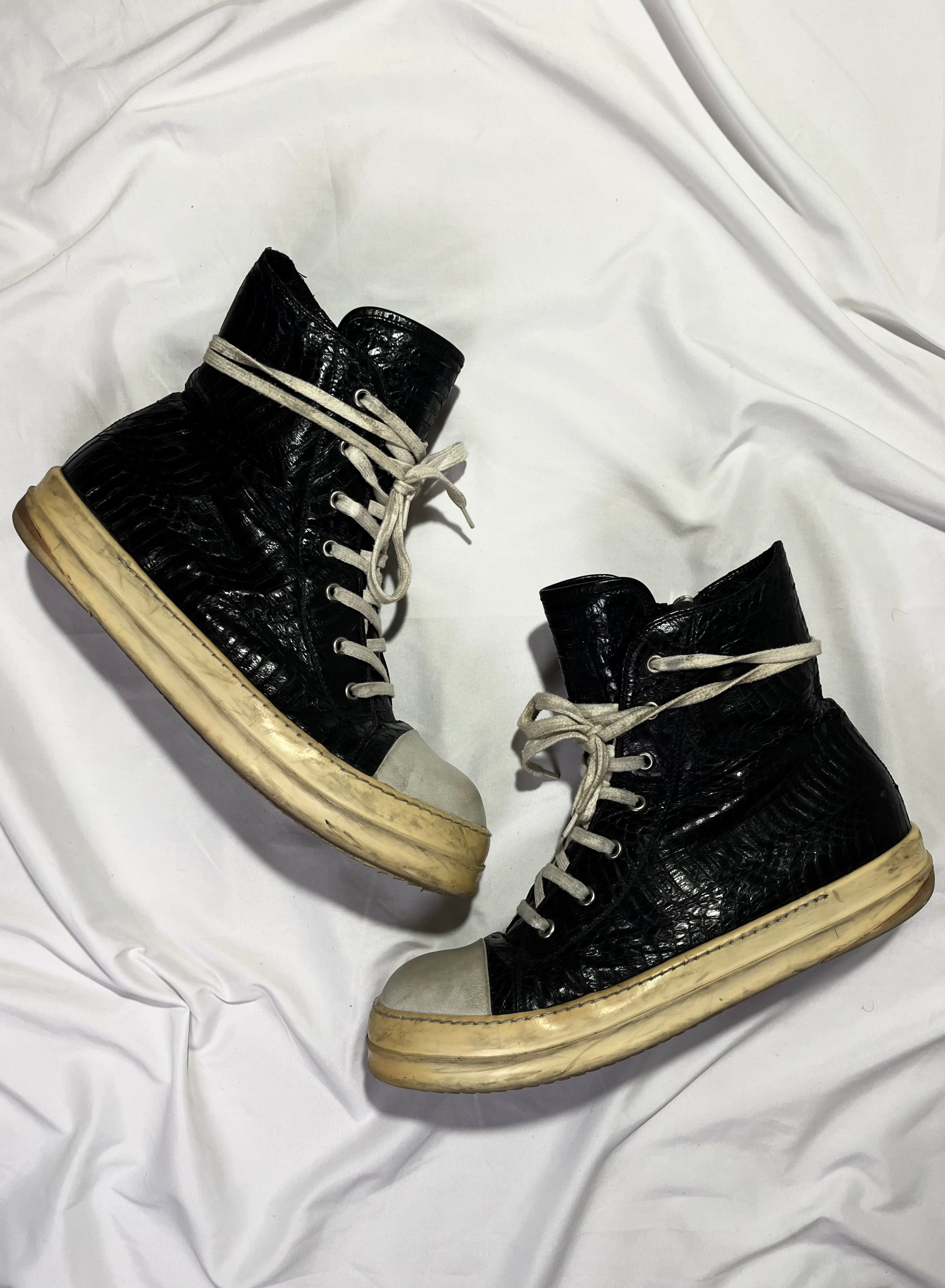 RICK OWENS 2012 PYTHON SKIN RAMONES IN BLACK/MILK