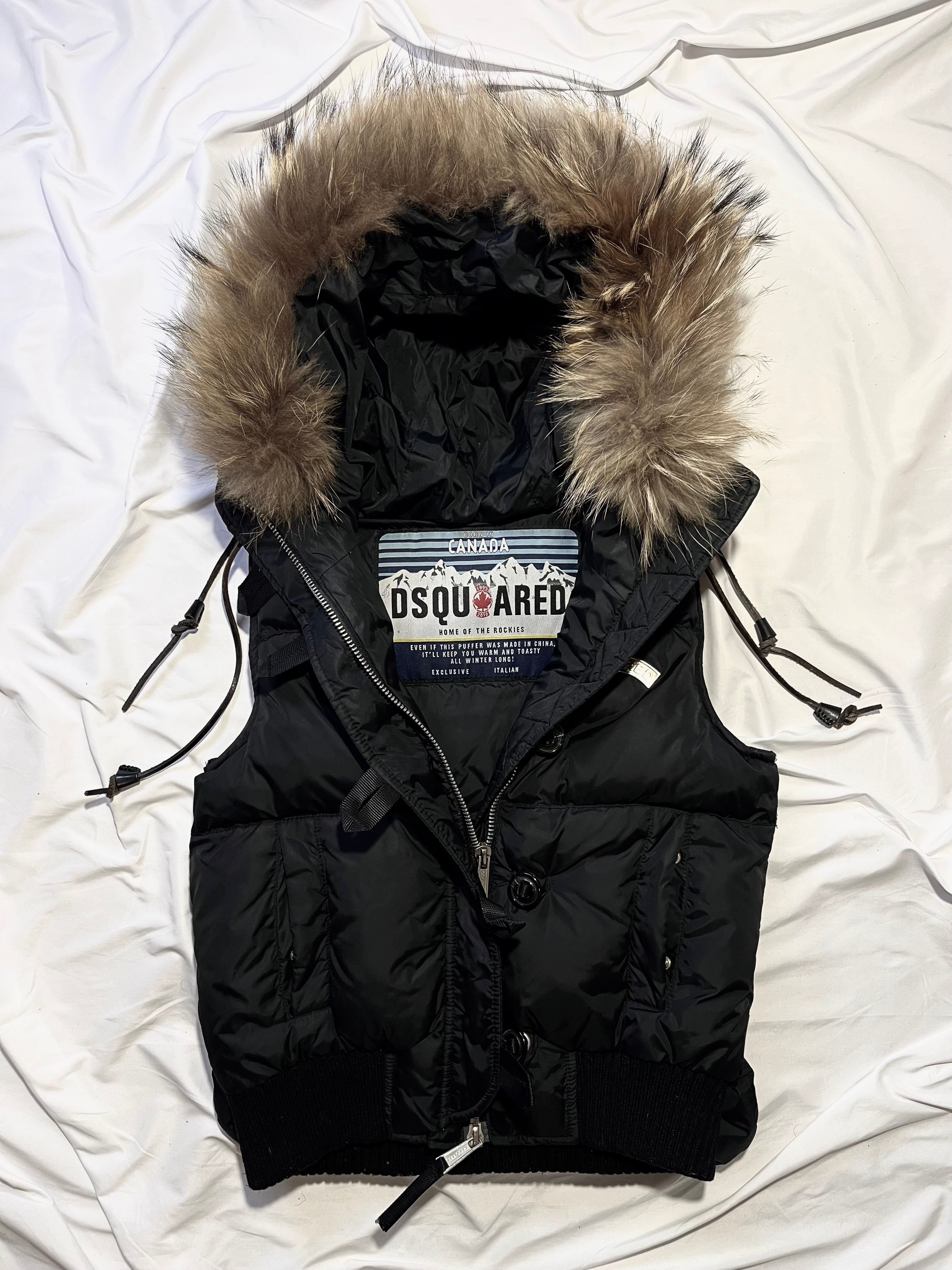 DSQUARED2 FW10 DRAWSTRINGS REAL FUR VEST