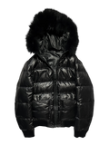 BURBERRY BLACK LABEL 2009 REAL FUR NOVA CHECK REVERSIBLE PUFFER DOWN JACKET