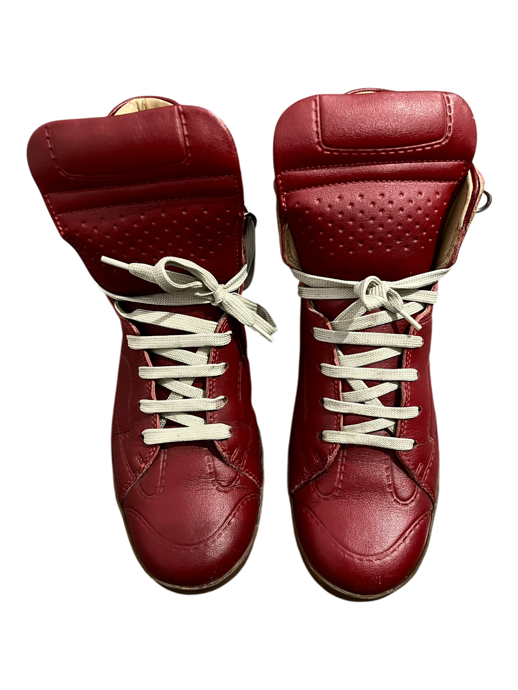 MAISON MARTIN MARGIELA X H&M HIGH TOP SNEAKER RED/GUM LEATHER HIGH TOP SNEAKERS IN 41