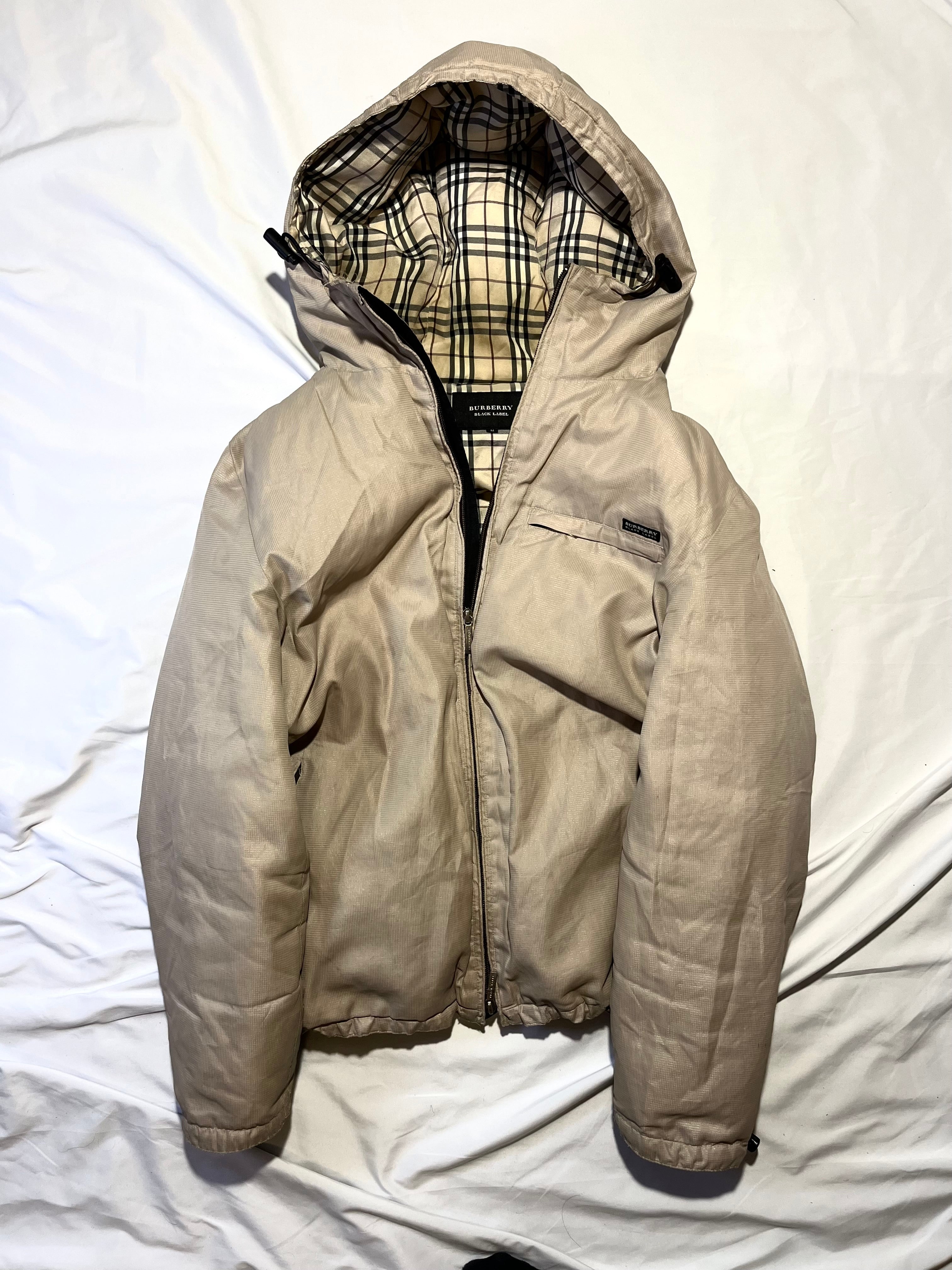 BURBERRY BLACK LABEL OG NOVA CHECK HOODED DOWN JACKET