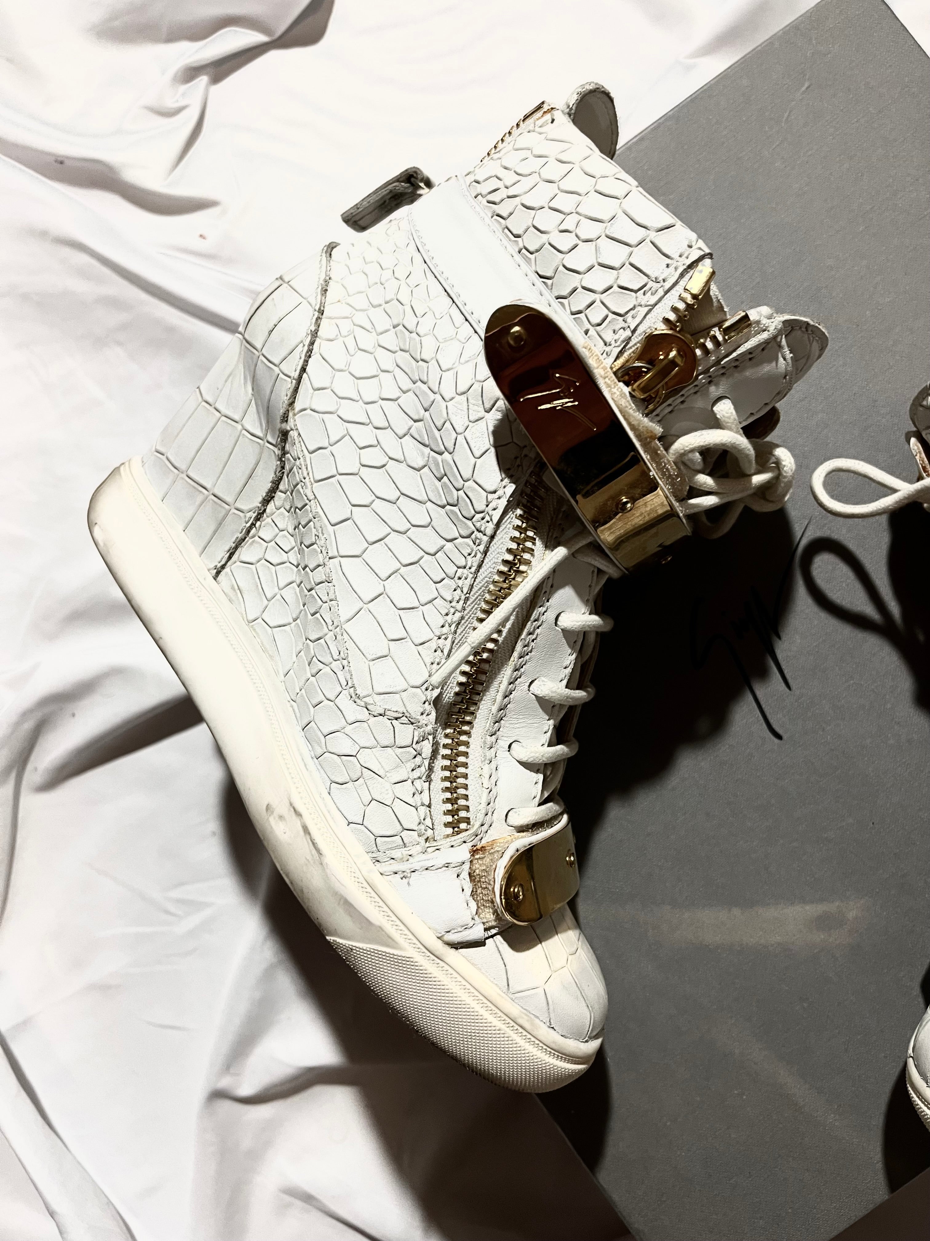 GIUSEPPE ZANOTTI 'COBY' CROCODILE WEDGE SNEAKERS IN 36