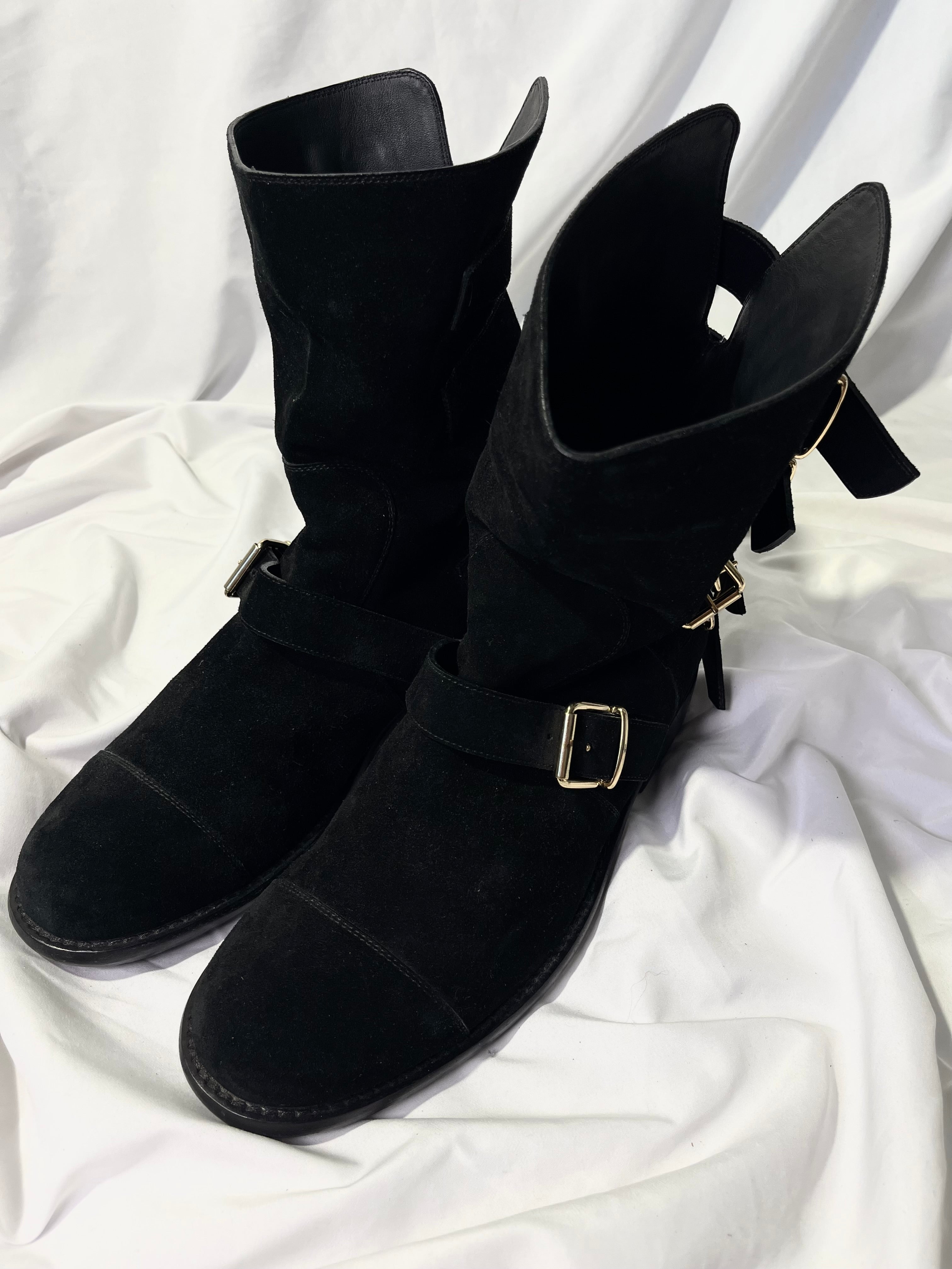 GIUSEPPE ZANOTTI FW12 ENGINEER BOOTS IN BLACK SUEDE LEATHER