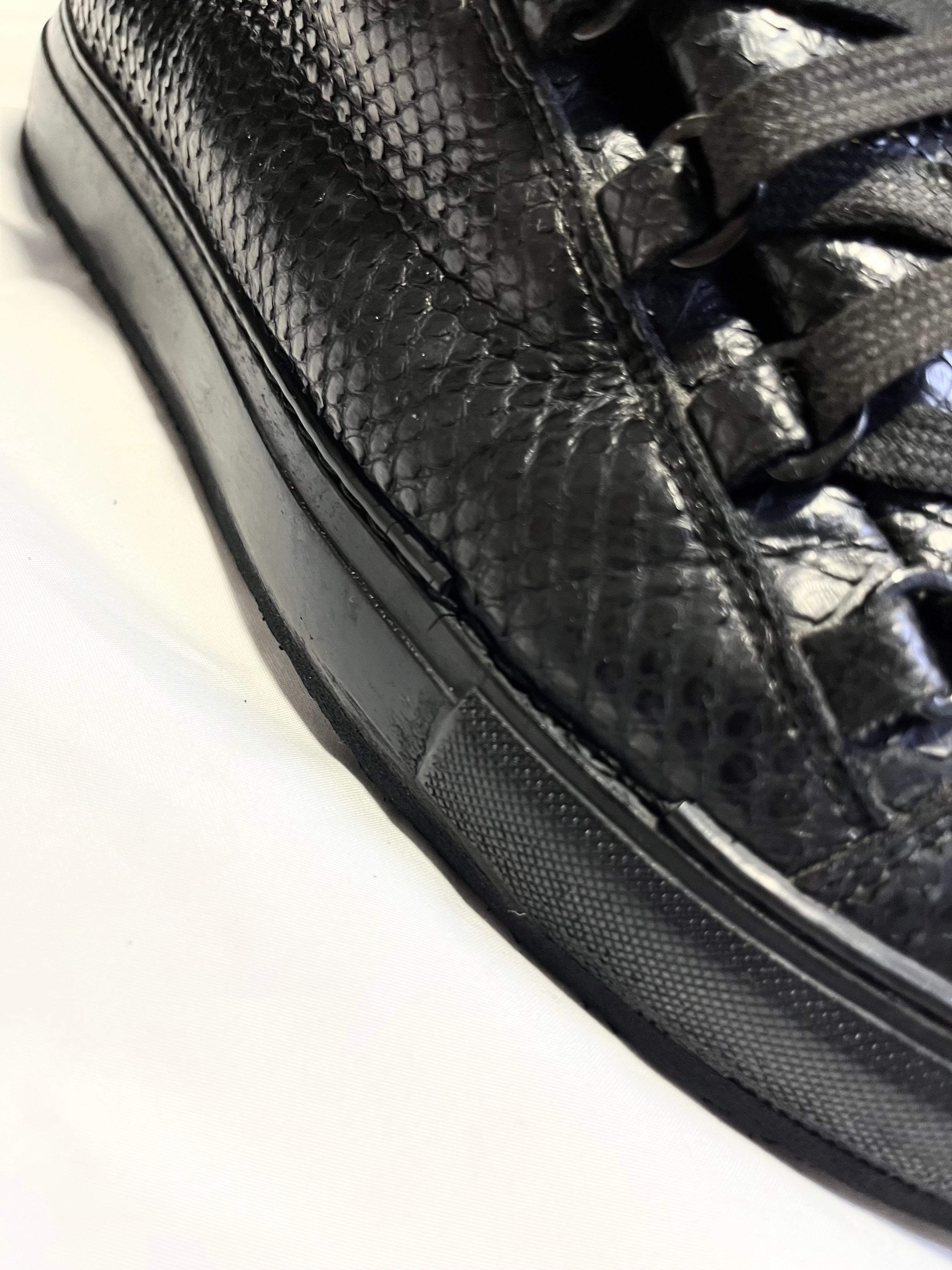 BALENCIAGA ARENA 2012 BLACK PYTHON SKIN HI-TOP SNEAKERS IN 42