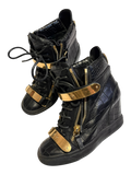 GIUSEPPE ZANOTTI 'COBY' CROCODILE WEDGE SNEAKERS IN 37