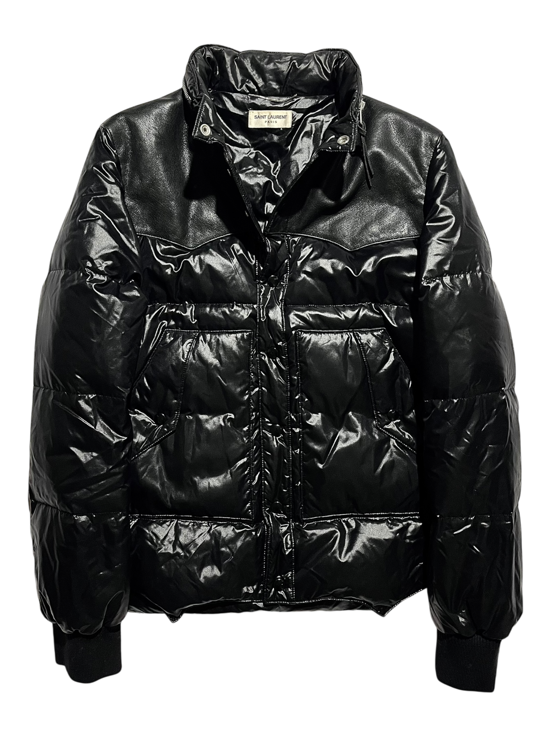 SAINT LAURENT PARIS FW13 GLOSSY LEATHER PUFFER BY HEDI SLIMANE IN 48