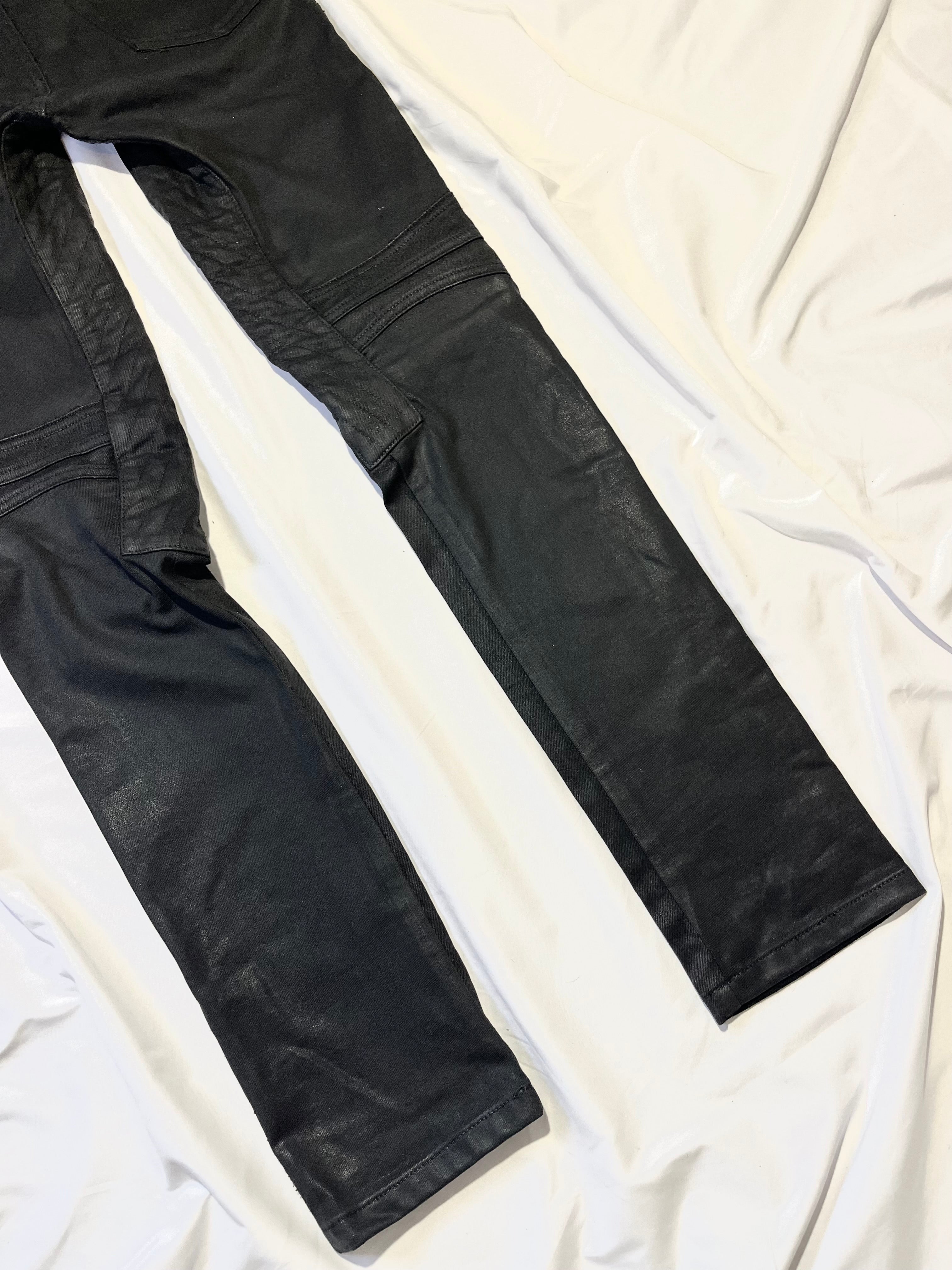 BALMAIN FW14 WAXED BIKER DENIM BY OLIVIER ROUSTEING IN W28