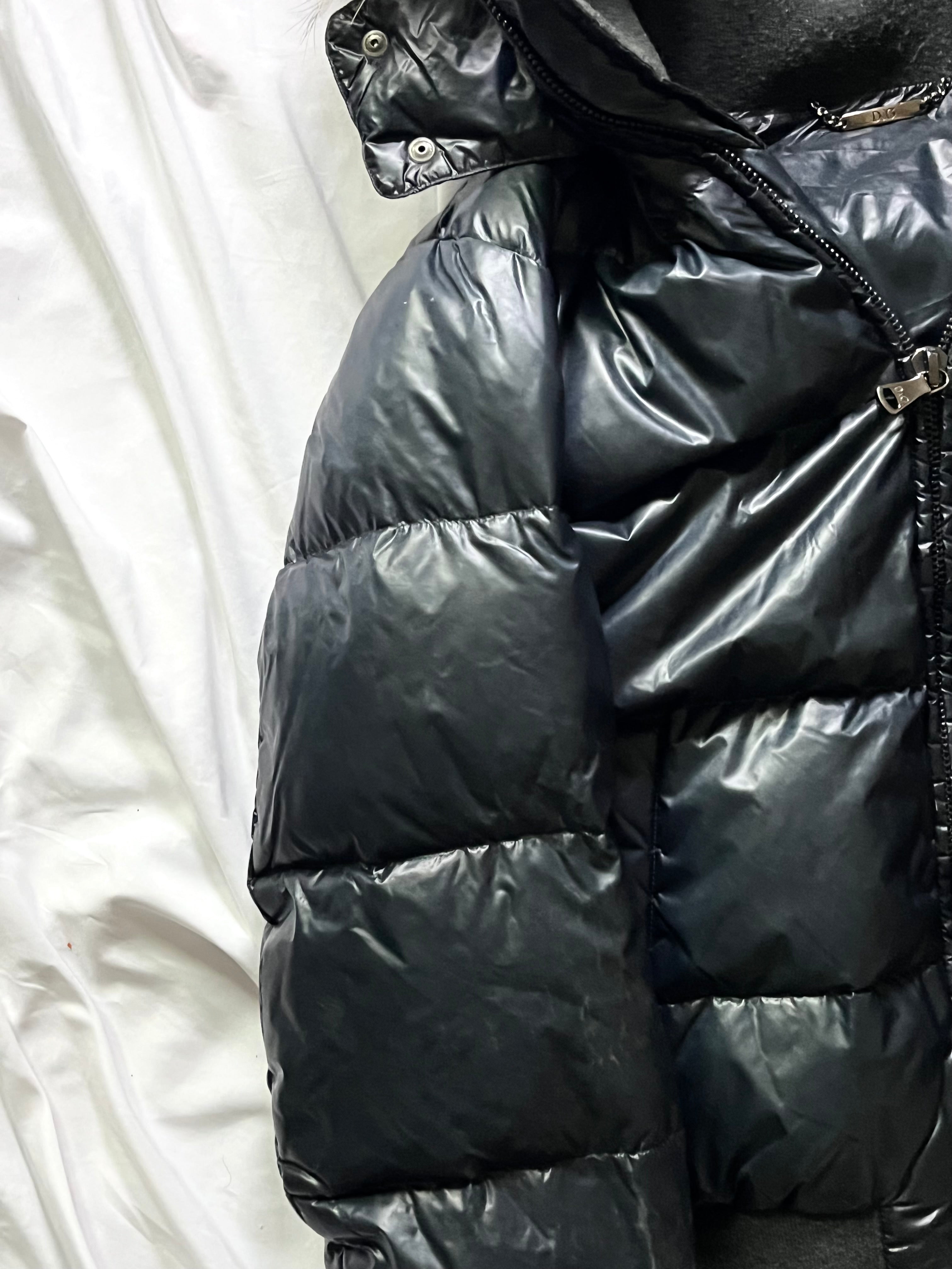 DOLCE & GABBANA PETROL REAL FUR PUFFER DOWN JACKET