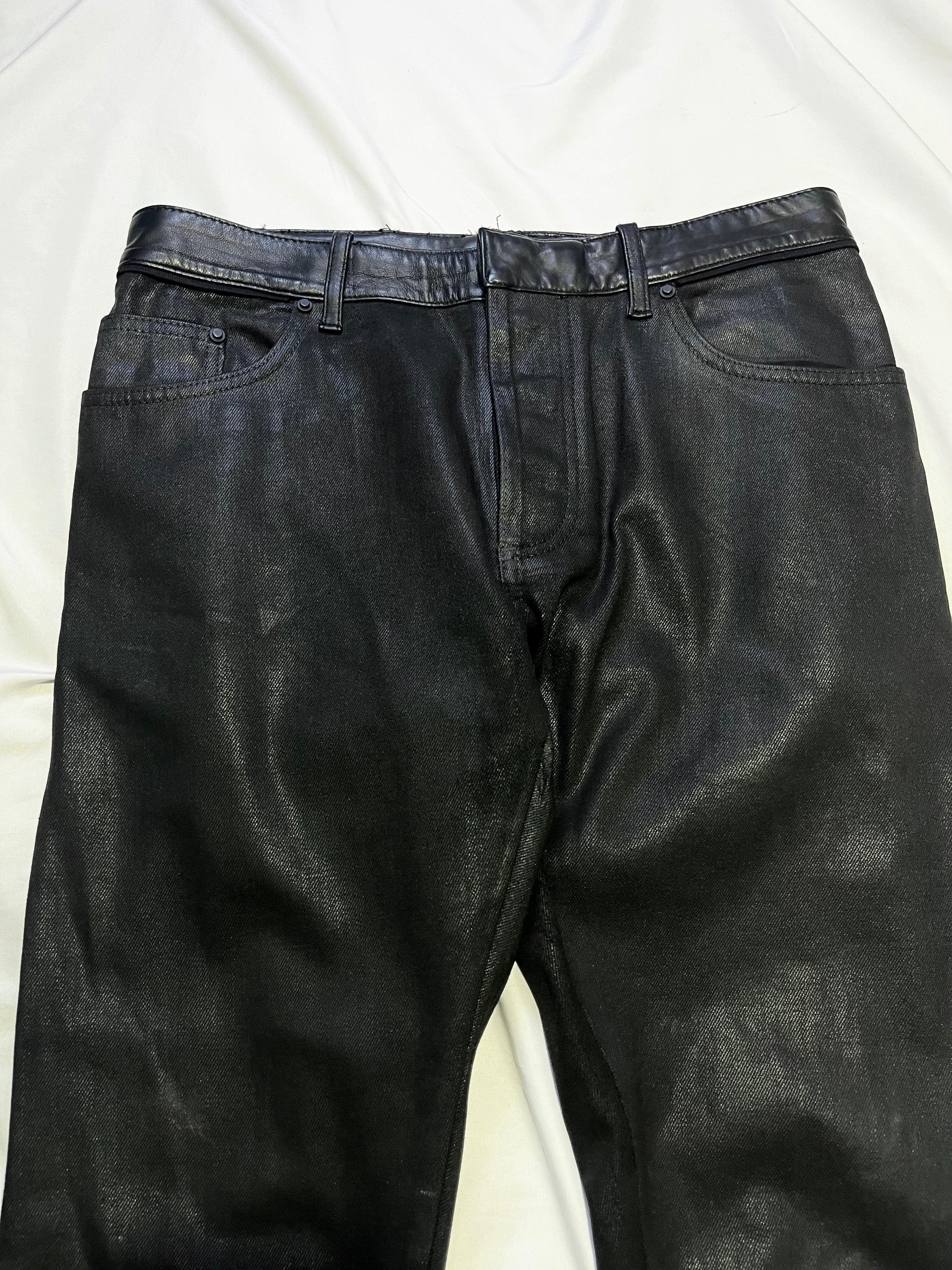 BALENCIAGA CUMMERBUND LEATHER WAISTBAND WAXED DENIM BY ALEXANDER WANG