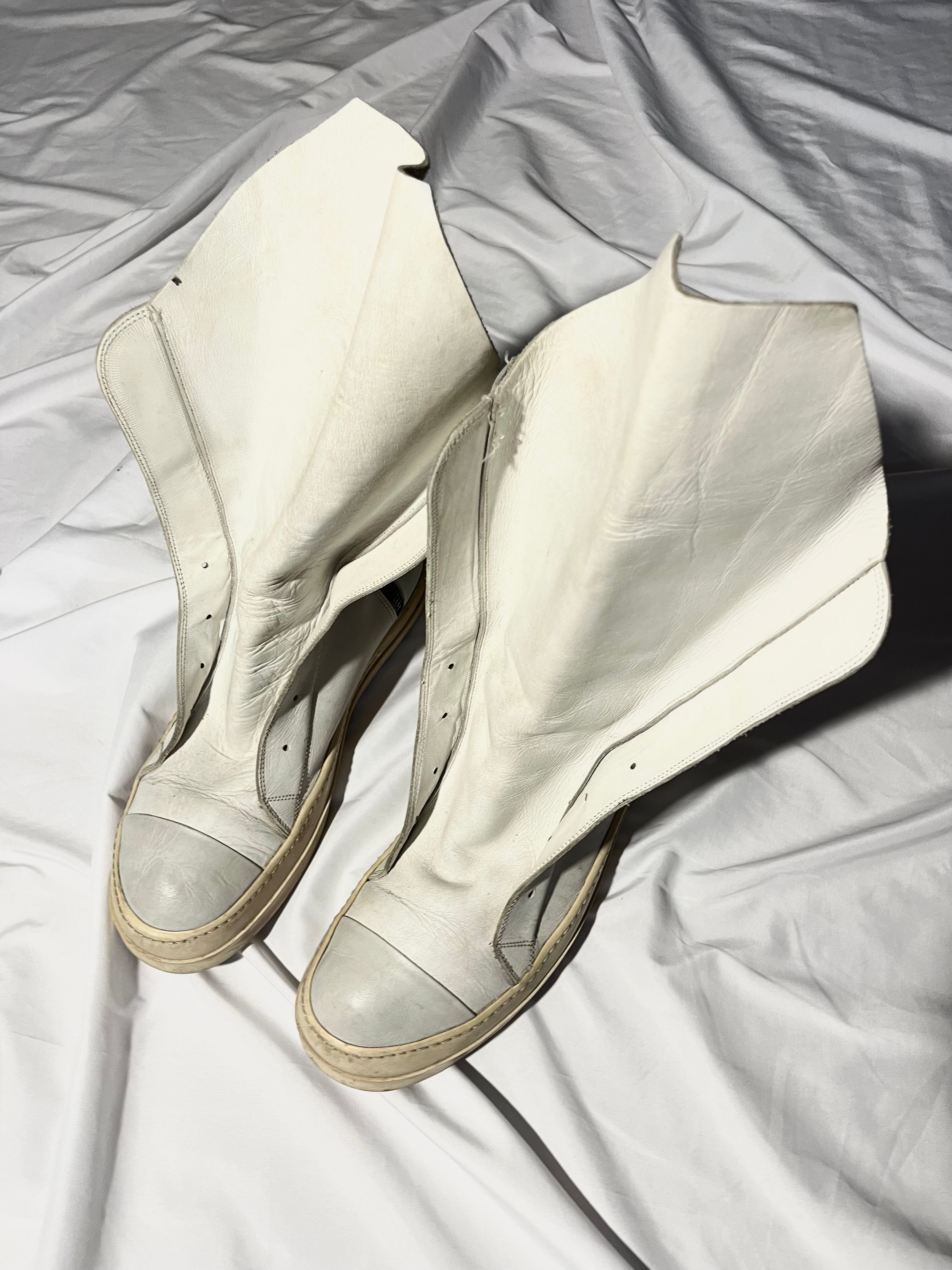 RICK OWENS WHITE/MILK LEATHER LACELESS /MOUNTAIN RAMONES