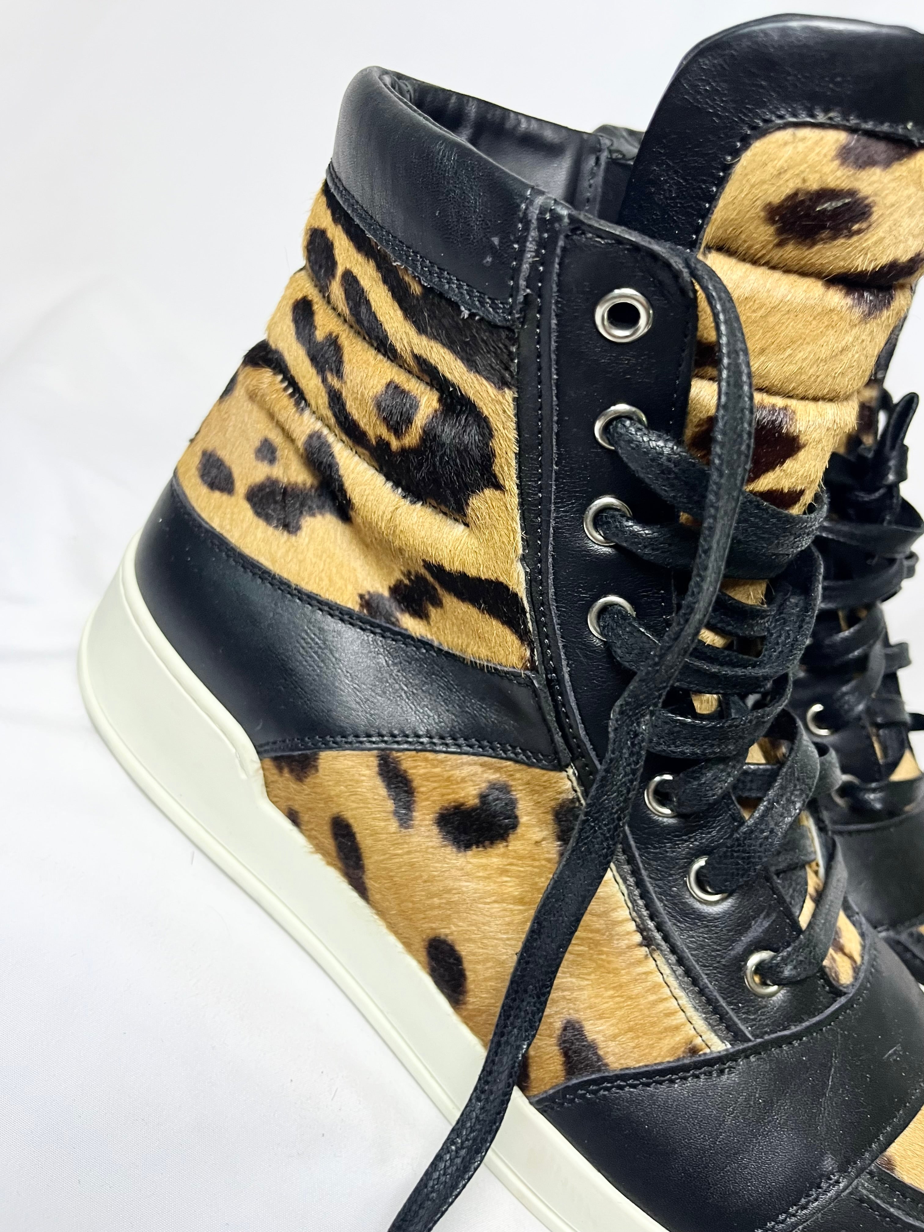 BALMAIN CHEETAH PRINT FUR DUNKS IN SIZE 42 BY OLIVIER ROUSTEING