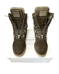 BALMAIN BROWN SUEDE ZIP RANGER BOOTS IN 45