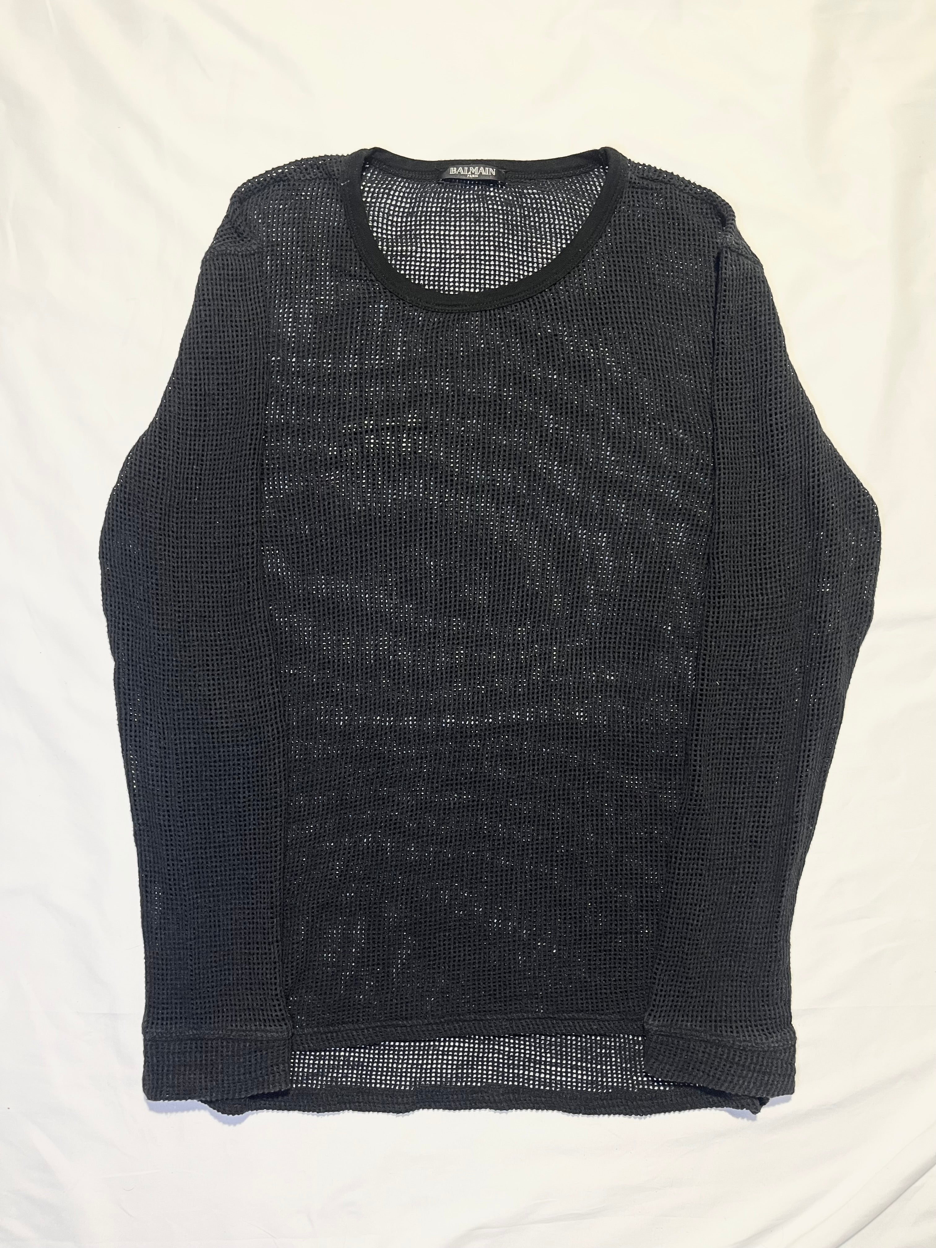 BALMAIN CHAINMAIL KNIT LAYERING LONGSLEEVE BY OLIVIER ROUSTEING IN M