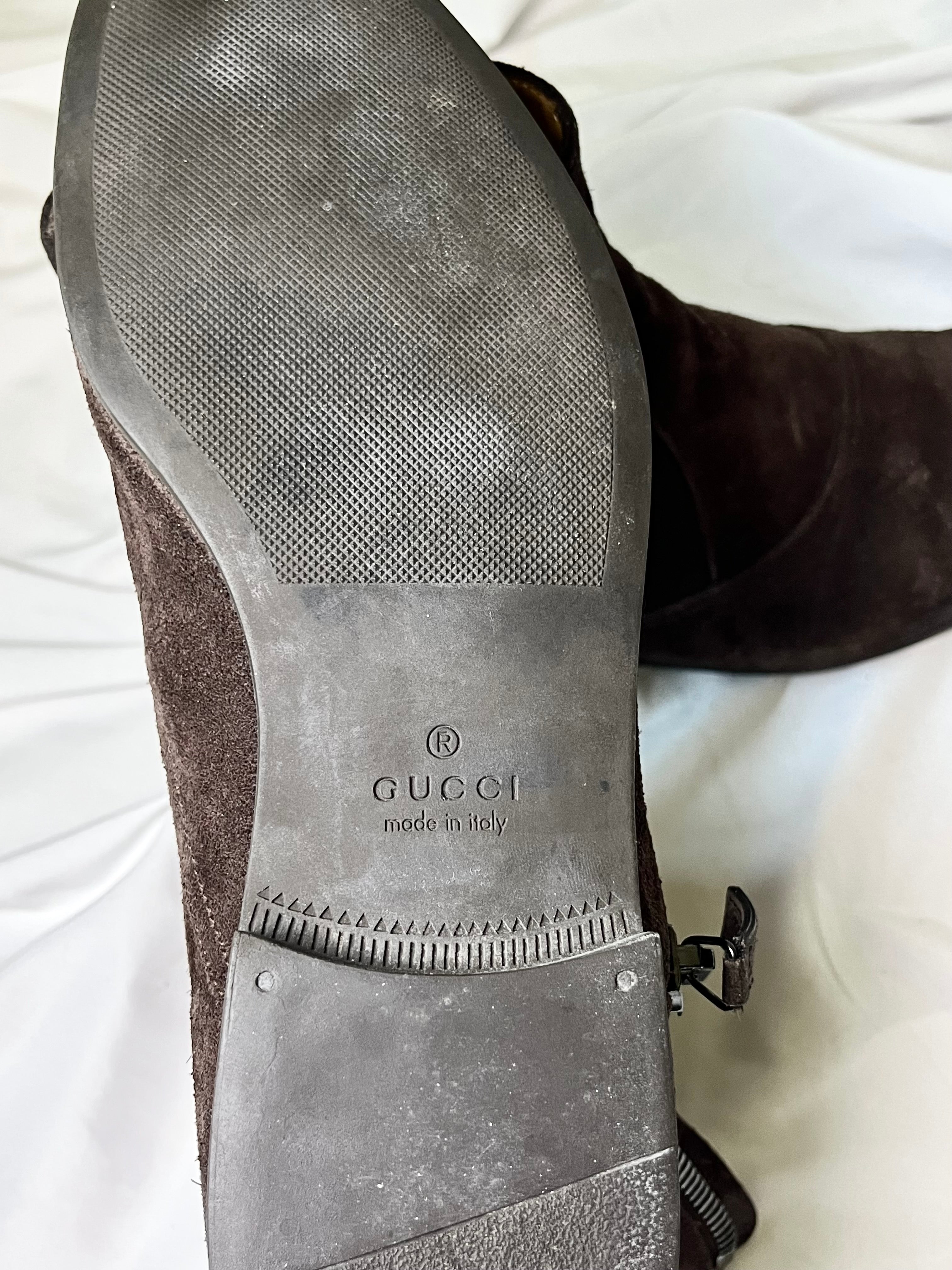 GUCCI BURGUNDY SUEDE LEATHER VINTAGE CHELSEA BOOTS