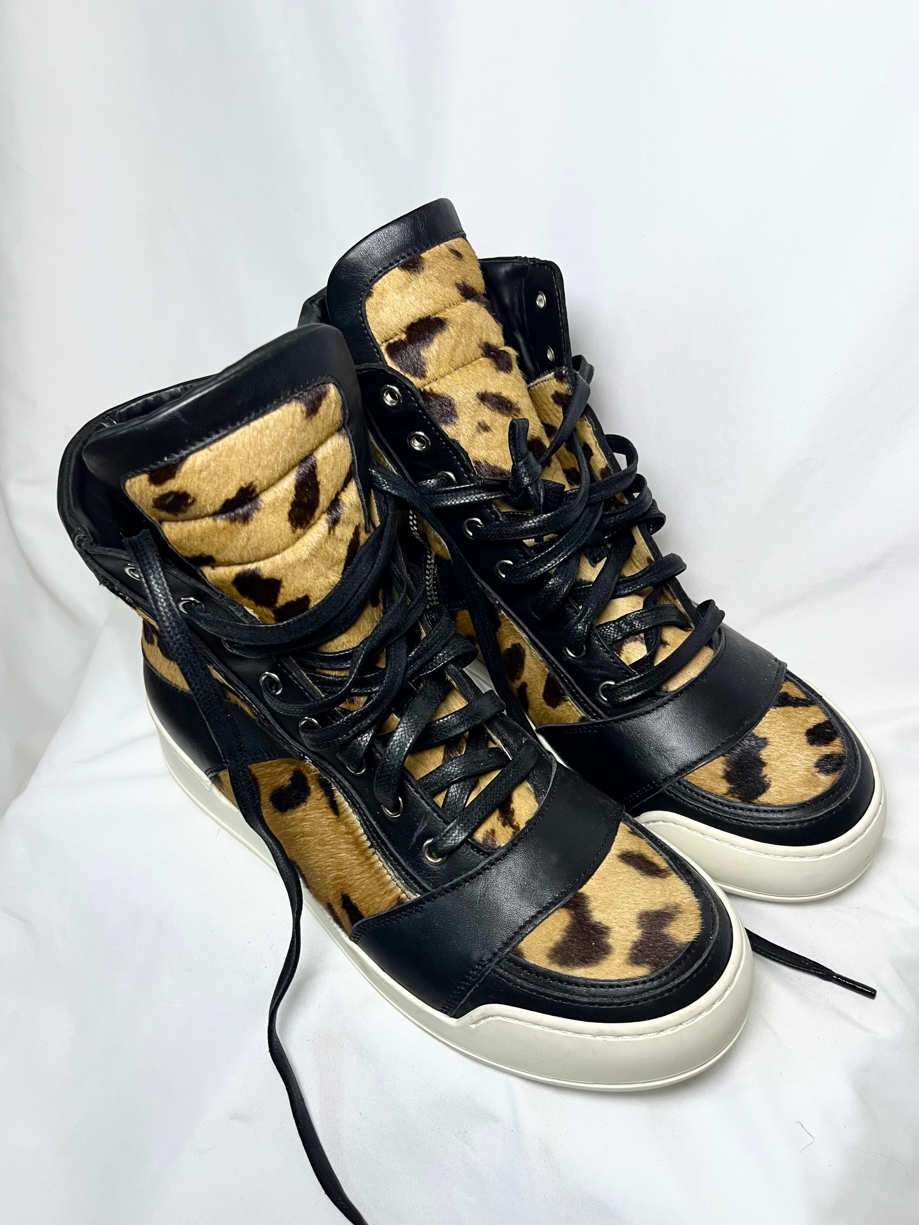 BALMAIN CHEETAH PRINT FUR DUNKS IN SIZE 42 BY OLIVIER ROUSTEING