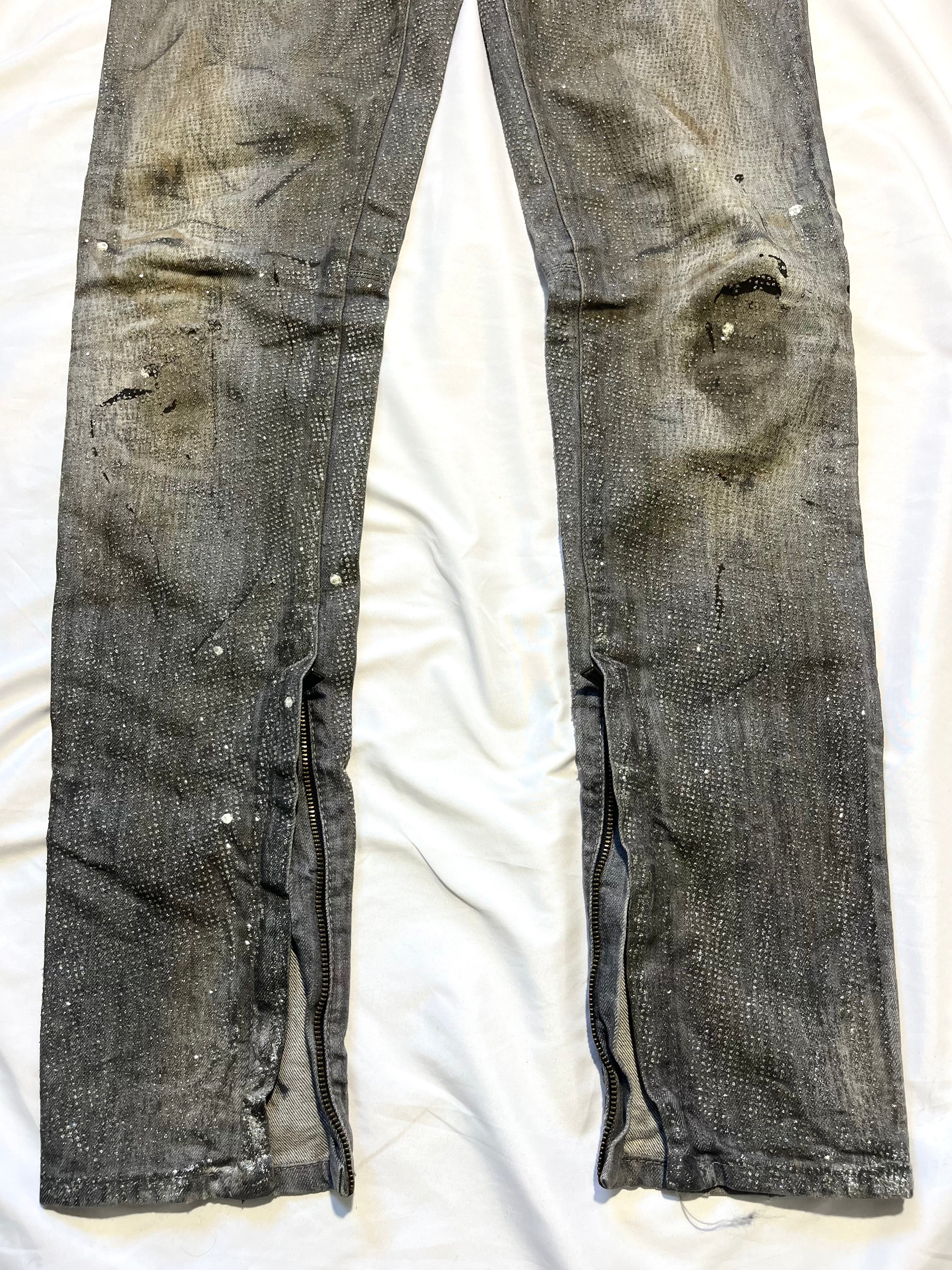 DSQUARED2 FW10 MUDDY GLITTER JEANS IN GRAY SIZE 40 EU