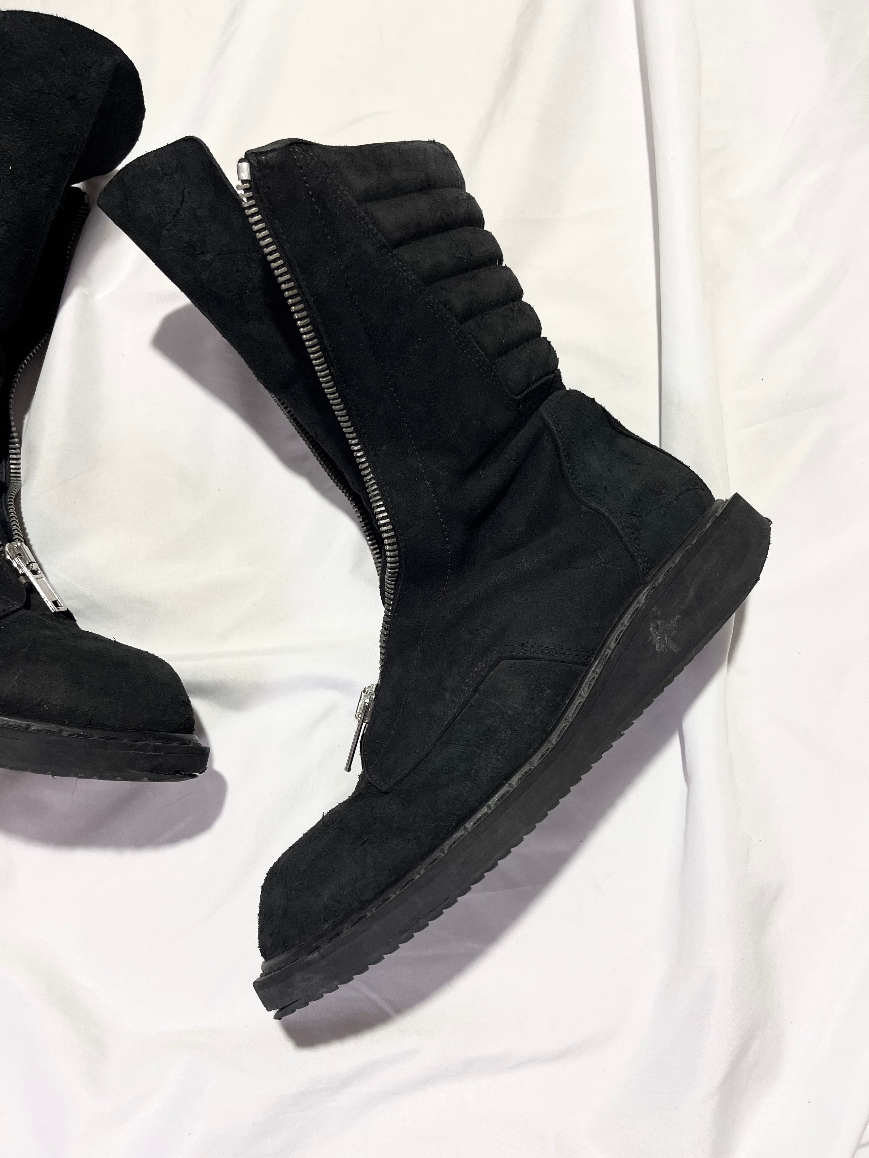 RICK OWENS FW11 'LIMO' MOHAWK FRONT ZIPPER BLISTERED LEATHER BOOTS