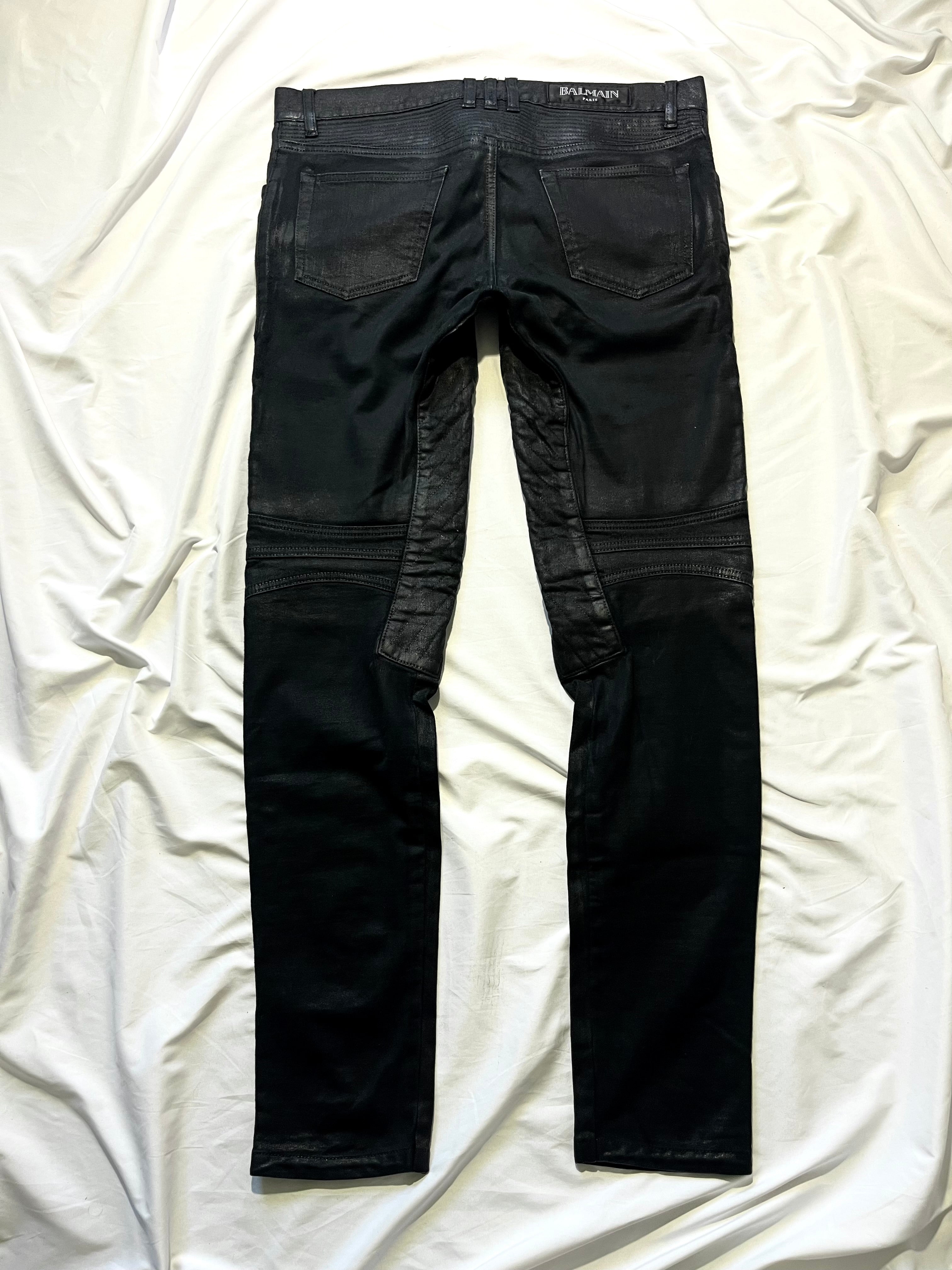 BALMAIN FW14 WAXED BIKER DENIM BY OLIVIER ROUSTEING