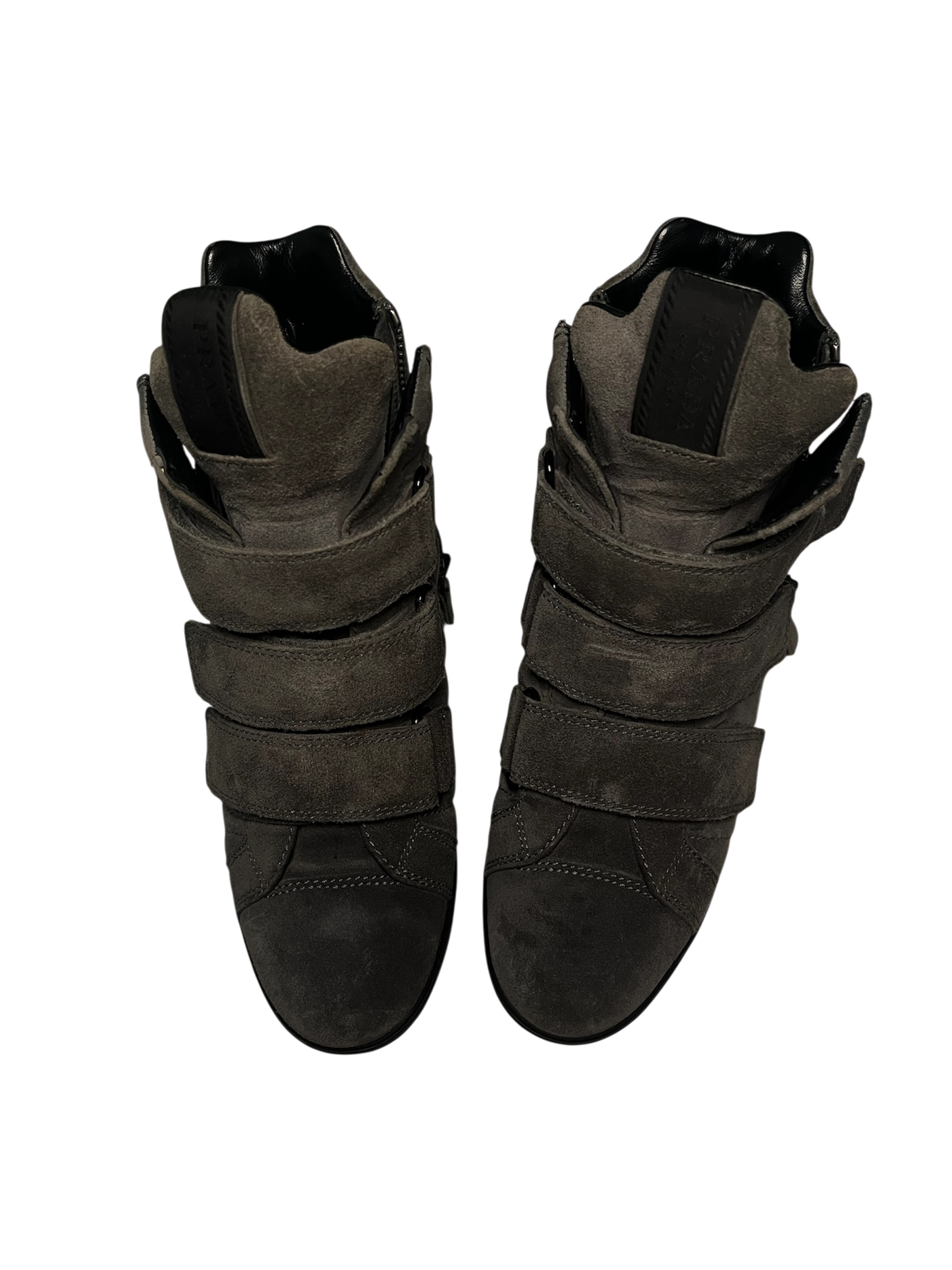 PRADA WEDGE SNEAKERS GREY SUEDE
