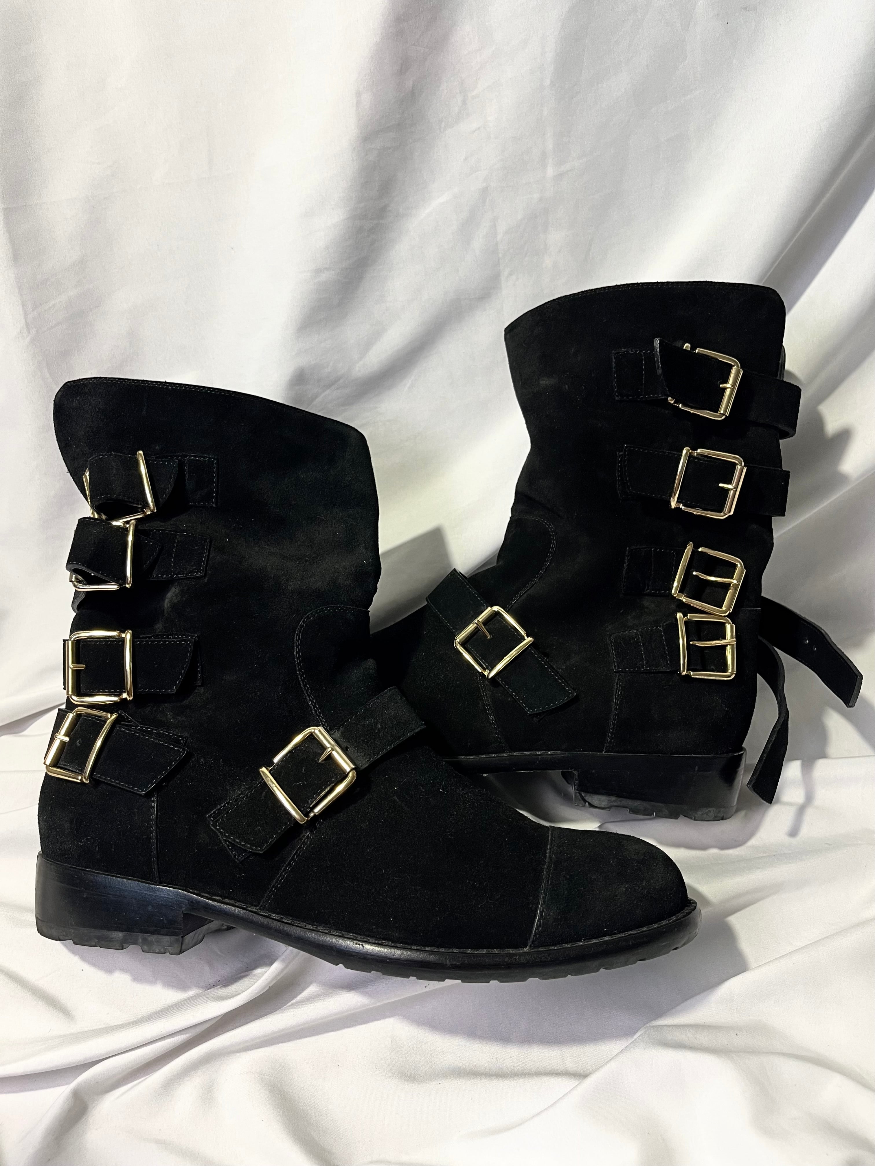 GIUSEPPE ZANOTTI FW12 ENGINEER BOOTS IN BLACK SUEDE LEATHER