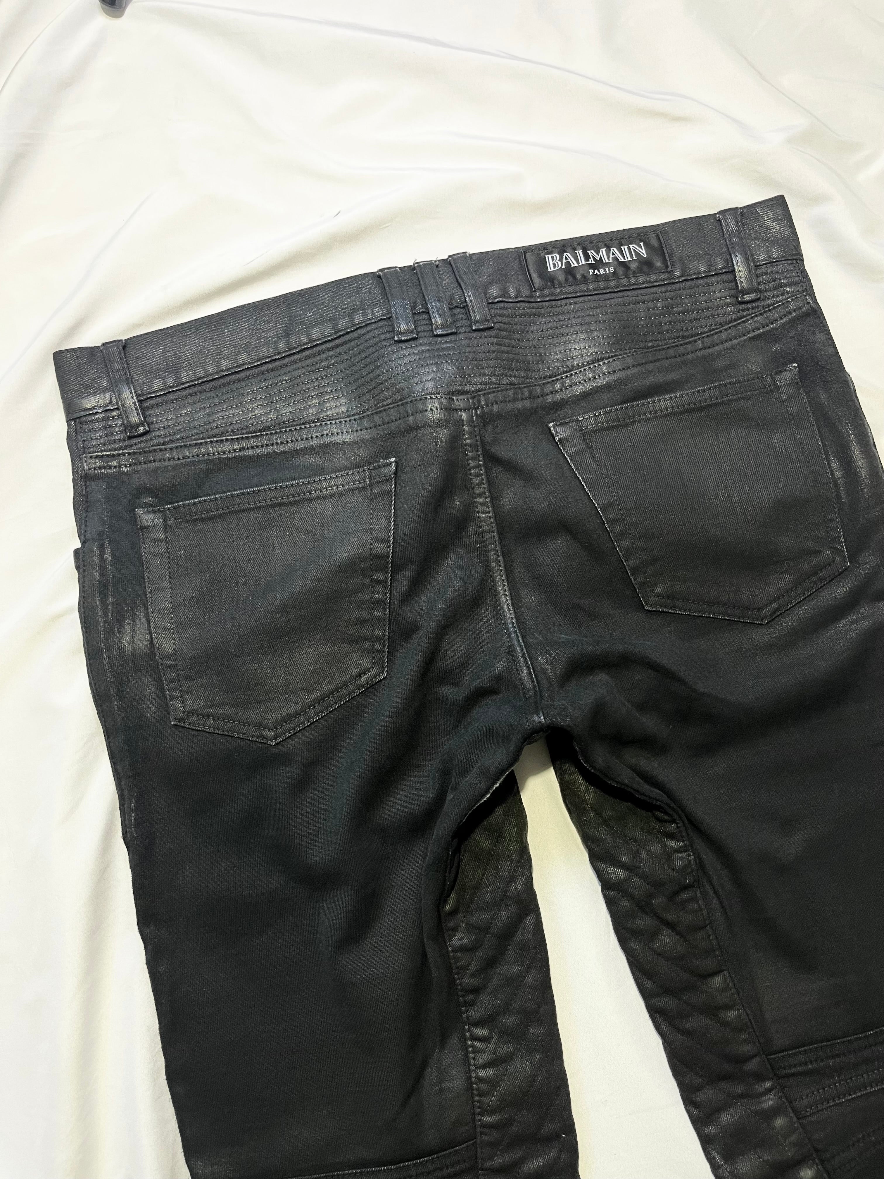 BALMAIN FW14 WAXED BIKER DENIM BY OLIVIER ROUSTEING