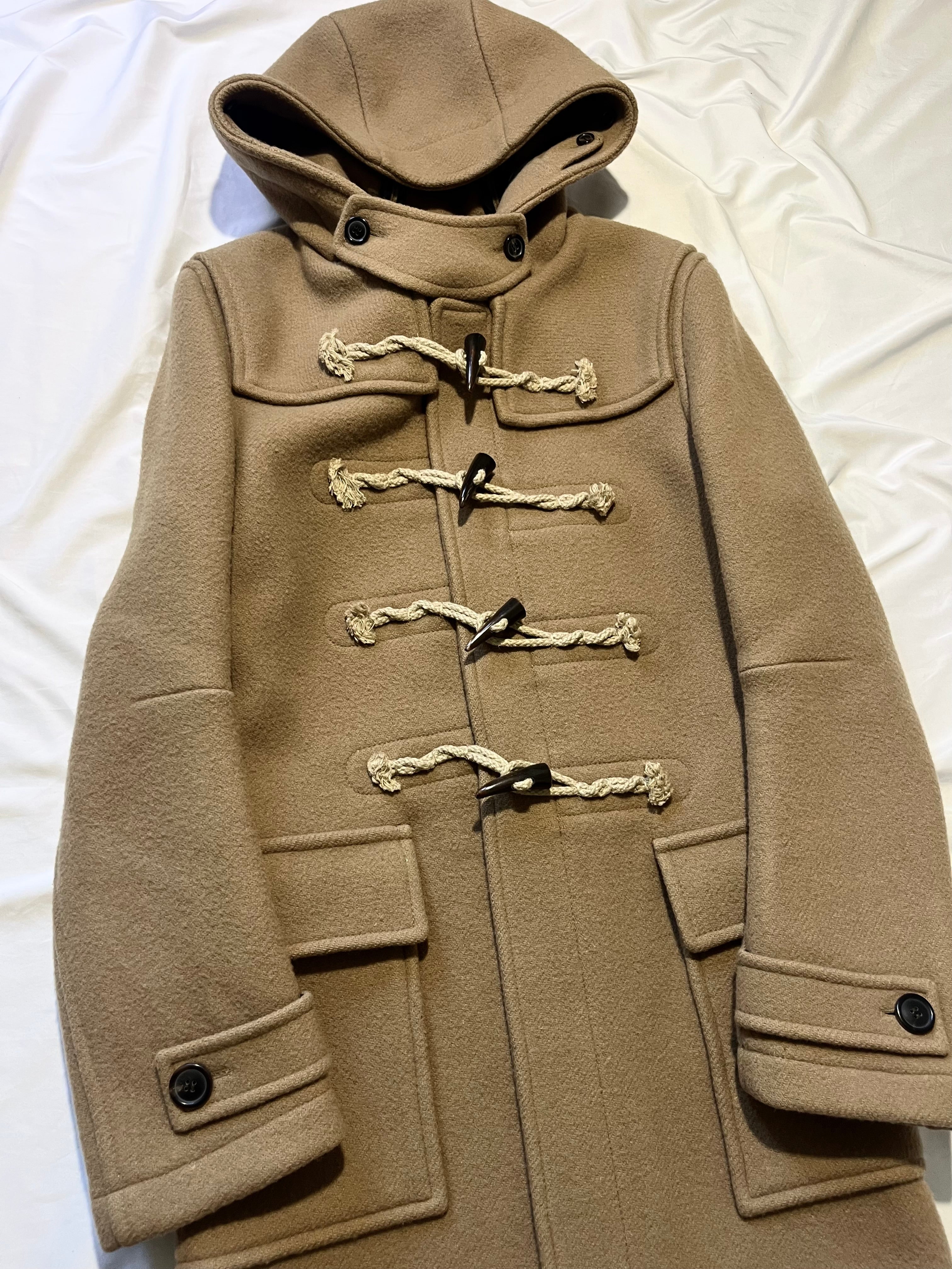 BALMAIN FW11 KHAKI WOODEN SPIKE DUFFLECOAT BY CRISTOPHE DECARNIN