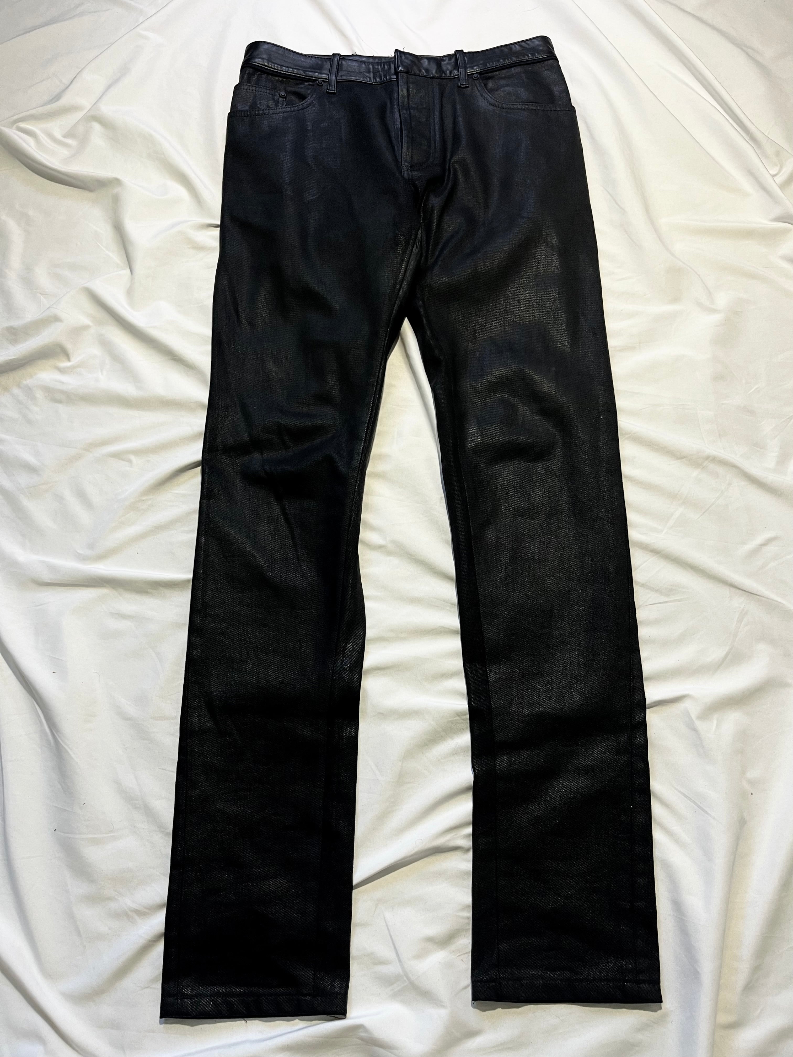 BALENCIAGA CUMMERBUND LEATHER WAISTBAND WAXED DENIM BY ALEXANDER WANG
