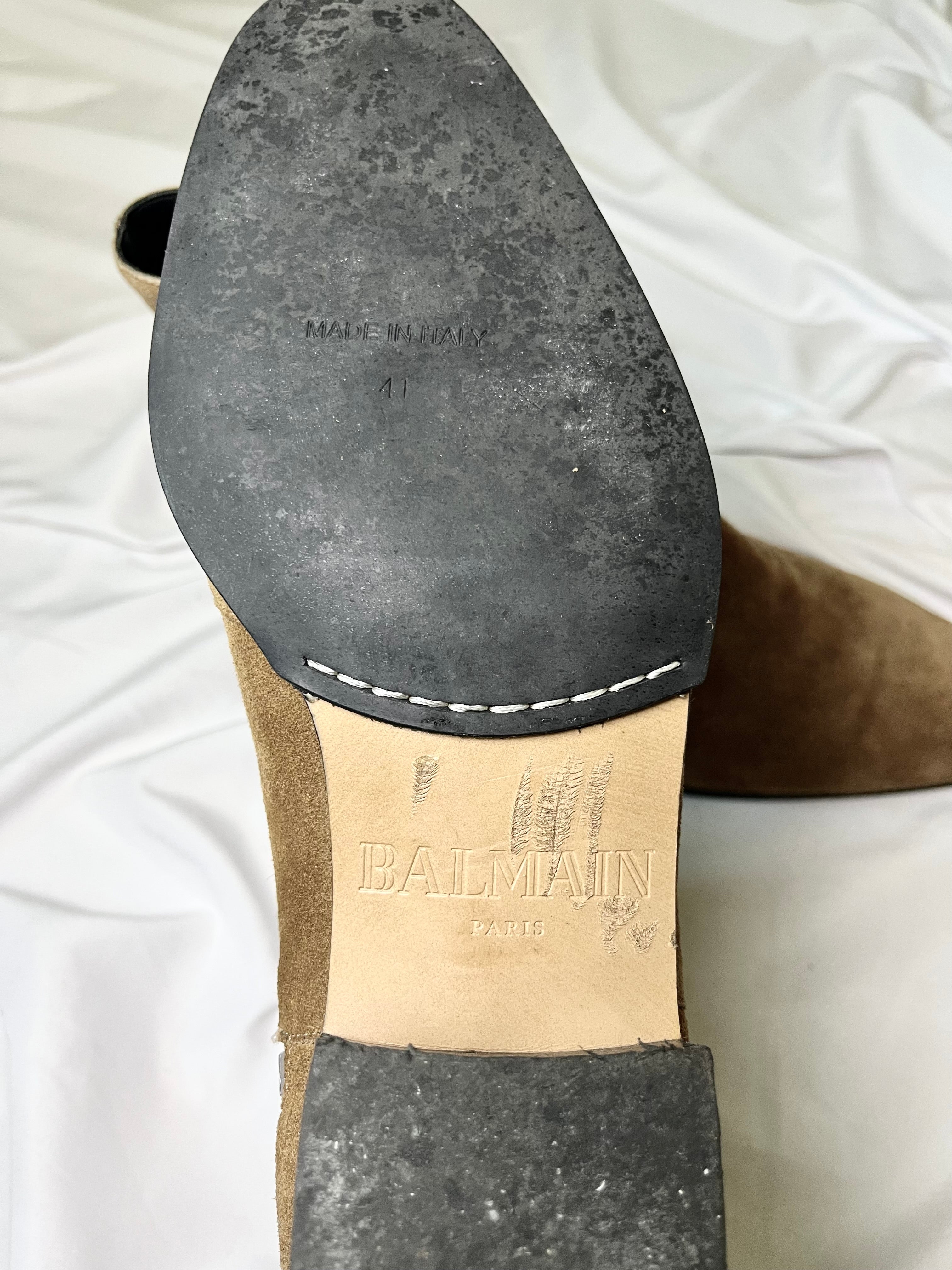 BALMAIN ANTHOS DOUBLE ZIP CHELSEA KHAKI SUEDE BOOTS BY OLIVIER ROUSTEING