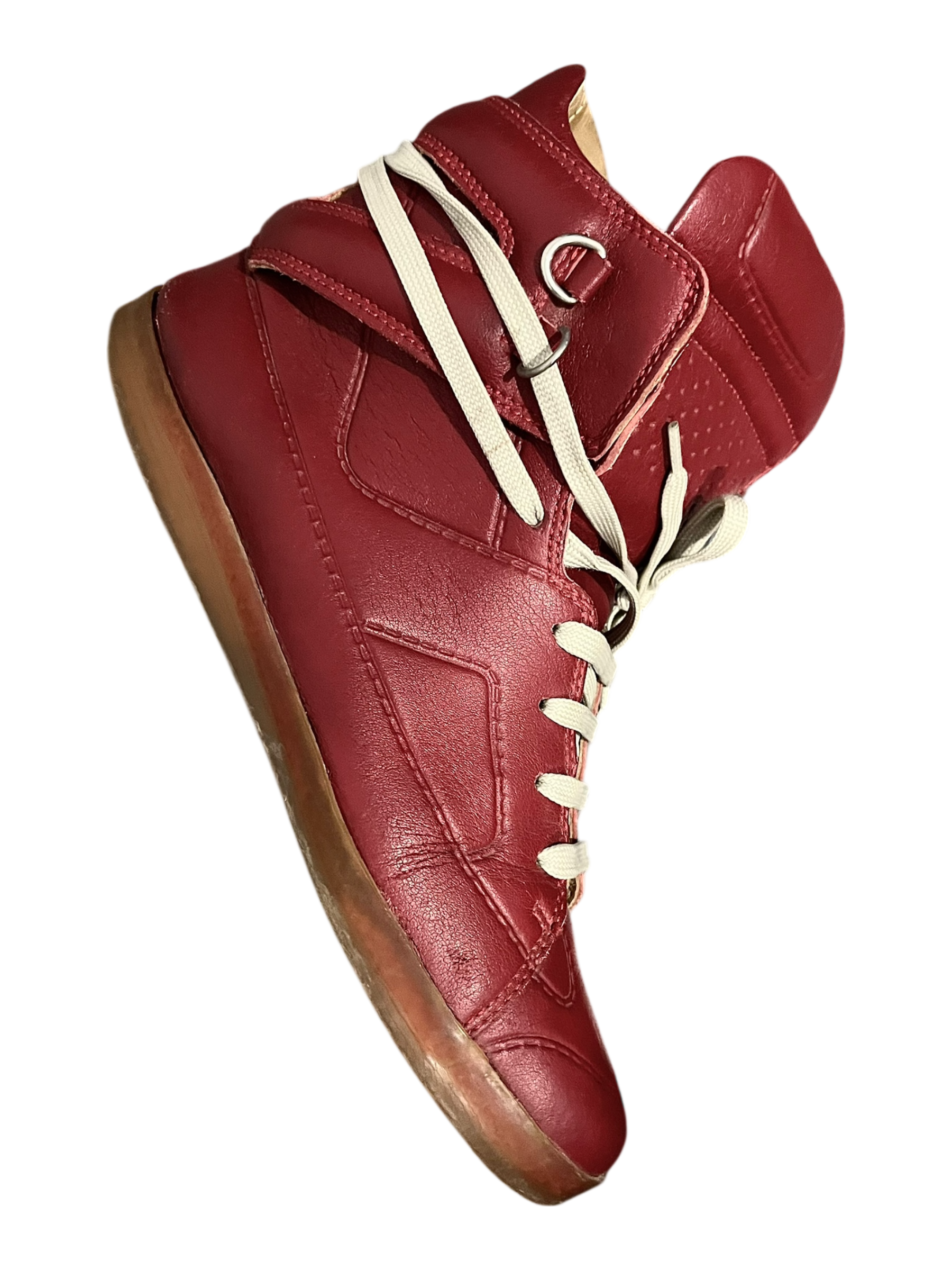 MAISON MARTIN MARGIELA X H&M HIGH TOP SNEAKER RED/GUM LEATHER HIGH TOP SNEAKERS IN 41