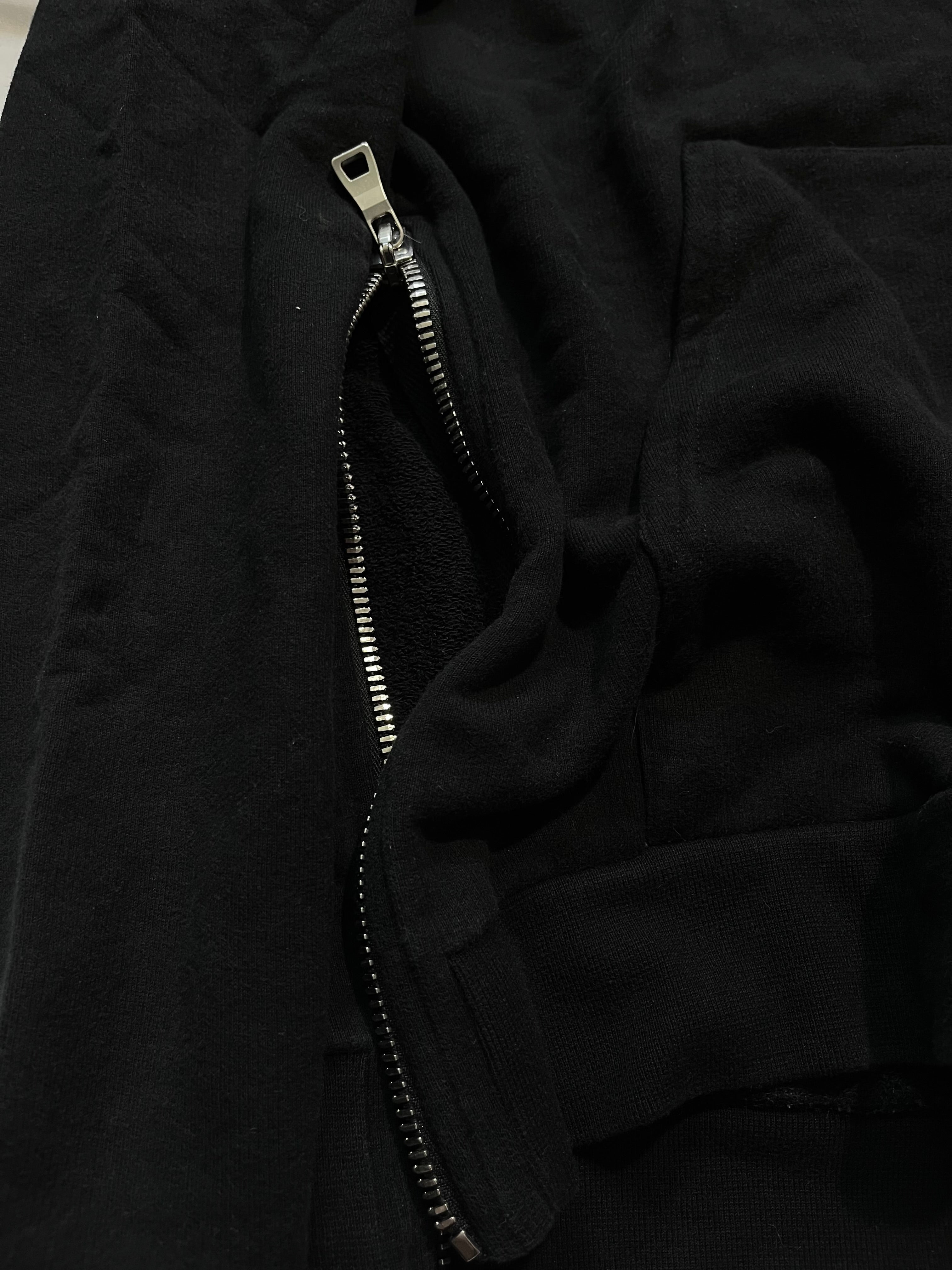 BALMAIN BLACK LATERAL ZIPPER HOODIE BY OLIVIER ROUSTEING SIZE S