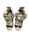 GIUSEPPE ZANOTTI “COBY” WEDGE SNEAKERS WHITE/GOLD SNAKESKIN