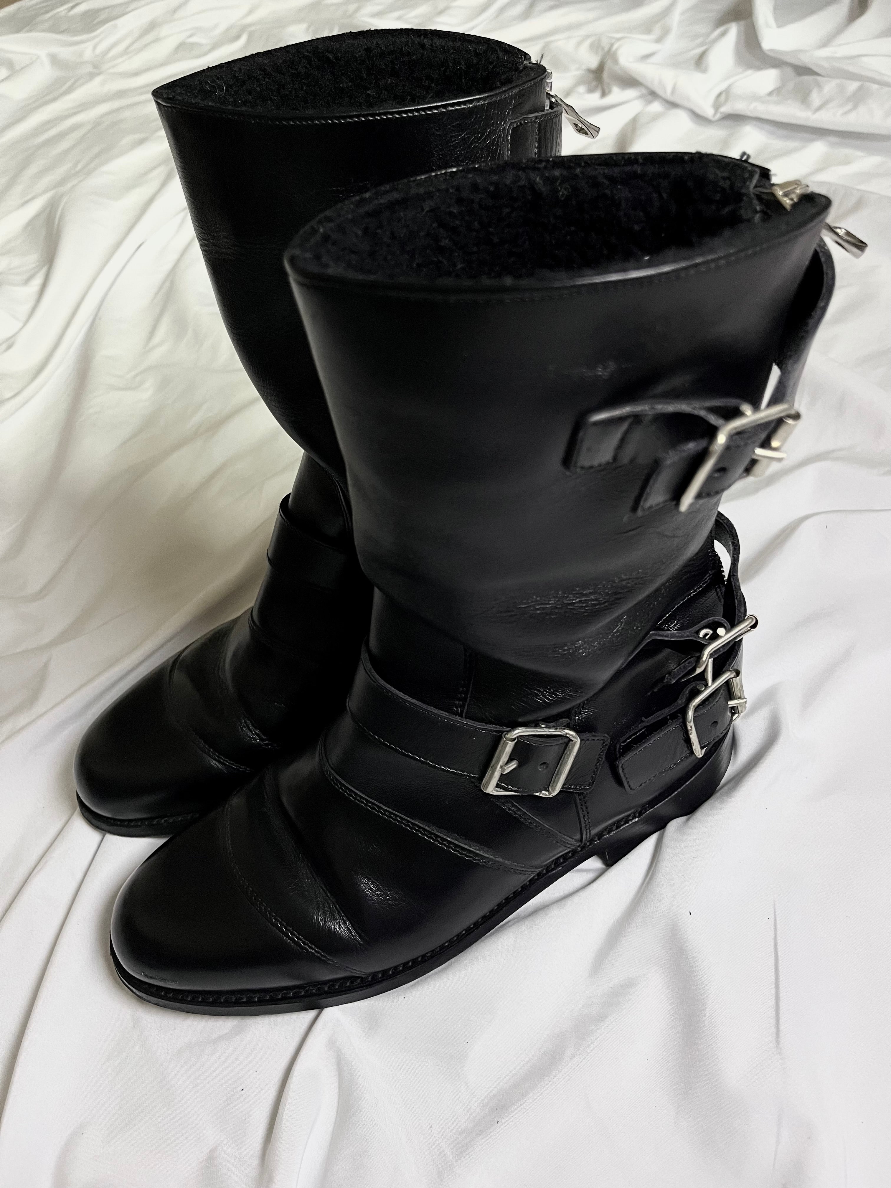 BALMAIN FW12 ENGINEER BOOTS IN BLACK LEATHER BY CHRISTOPHE DECARNIN