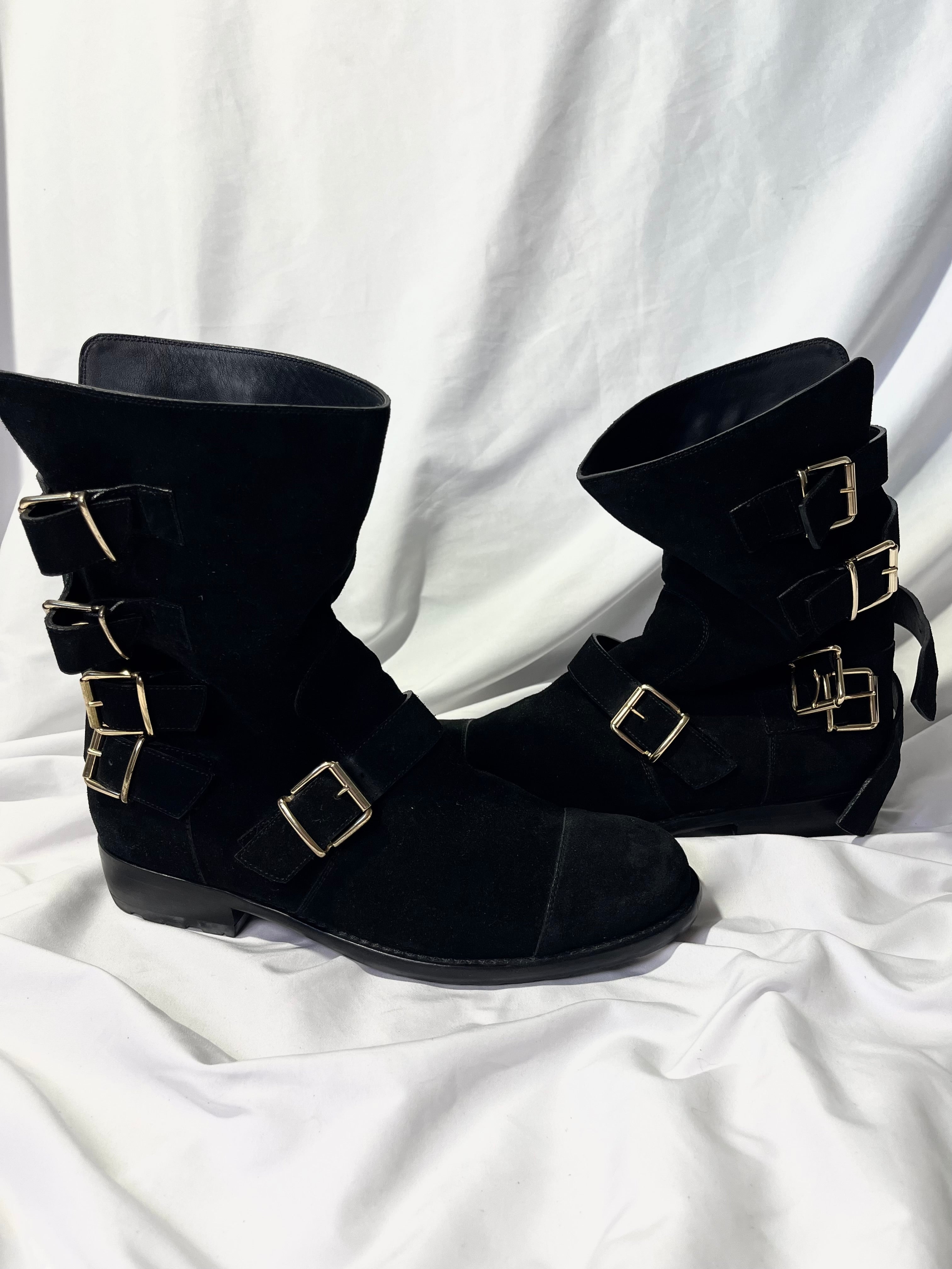 GIUSEPPE ZANOTTI FW12 ENGINEER BOOTS IN BLACK SUEDE LEATHER