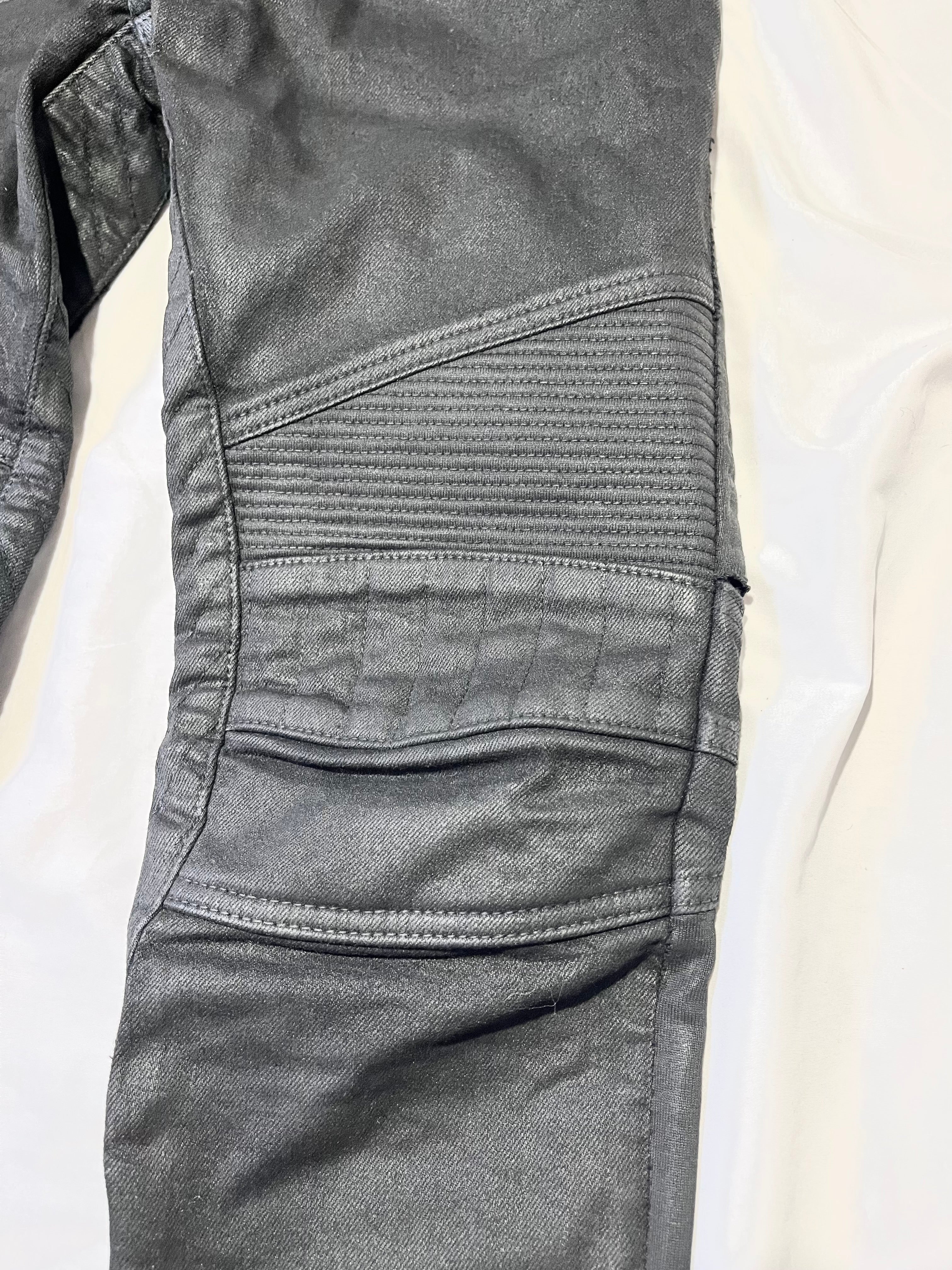 BALMAIN FW14 WAXED BIKER DENIM BY OLIVIER ROUSTEING IN W28