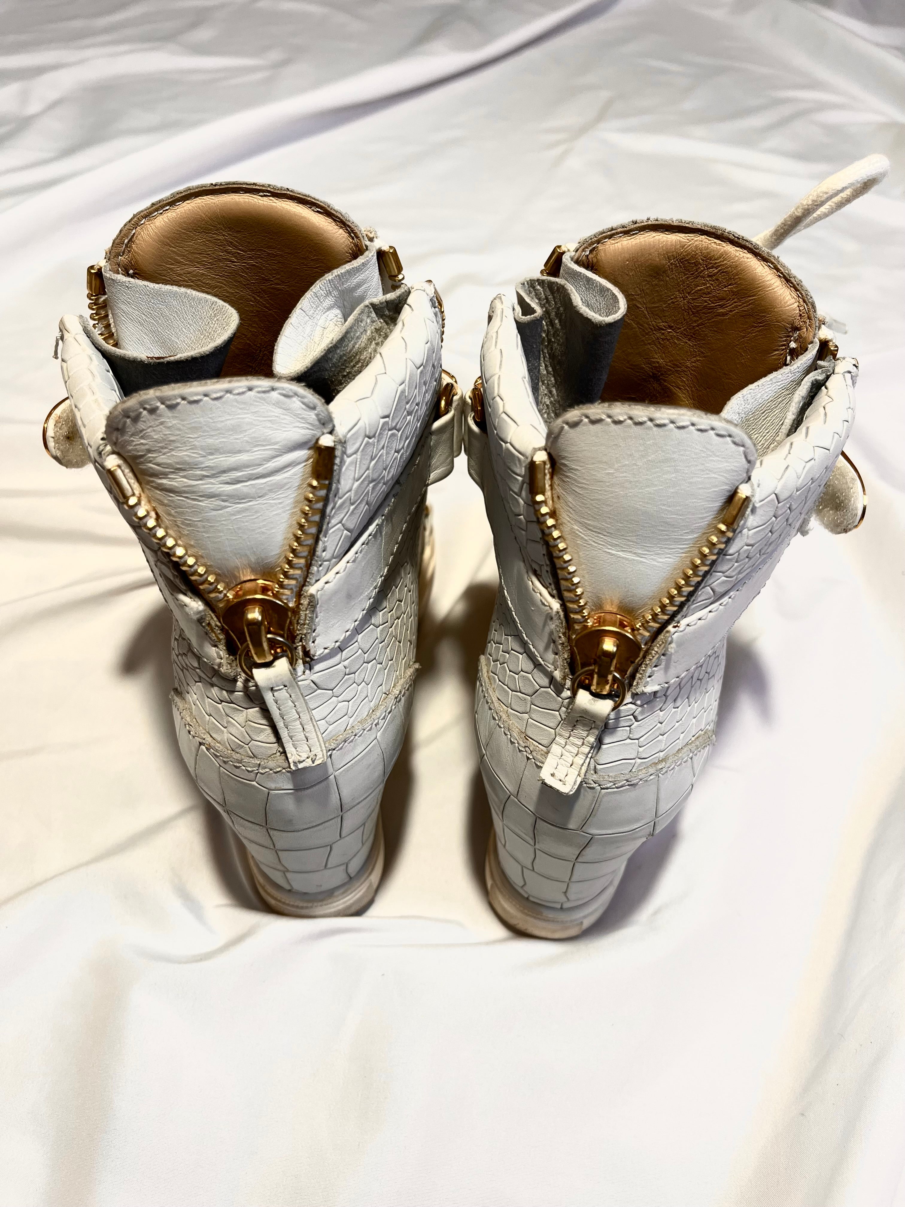 GIUSEPPE ZANOTTI 'COBY' CROCODILE WEDGE SNEAKERS IN 36