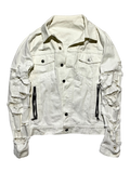 BALMAIN DESTROYED SLEEVES JACKET IN WHITE BY OLIVIER ROUSTEING