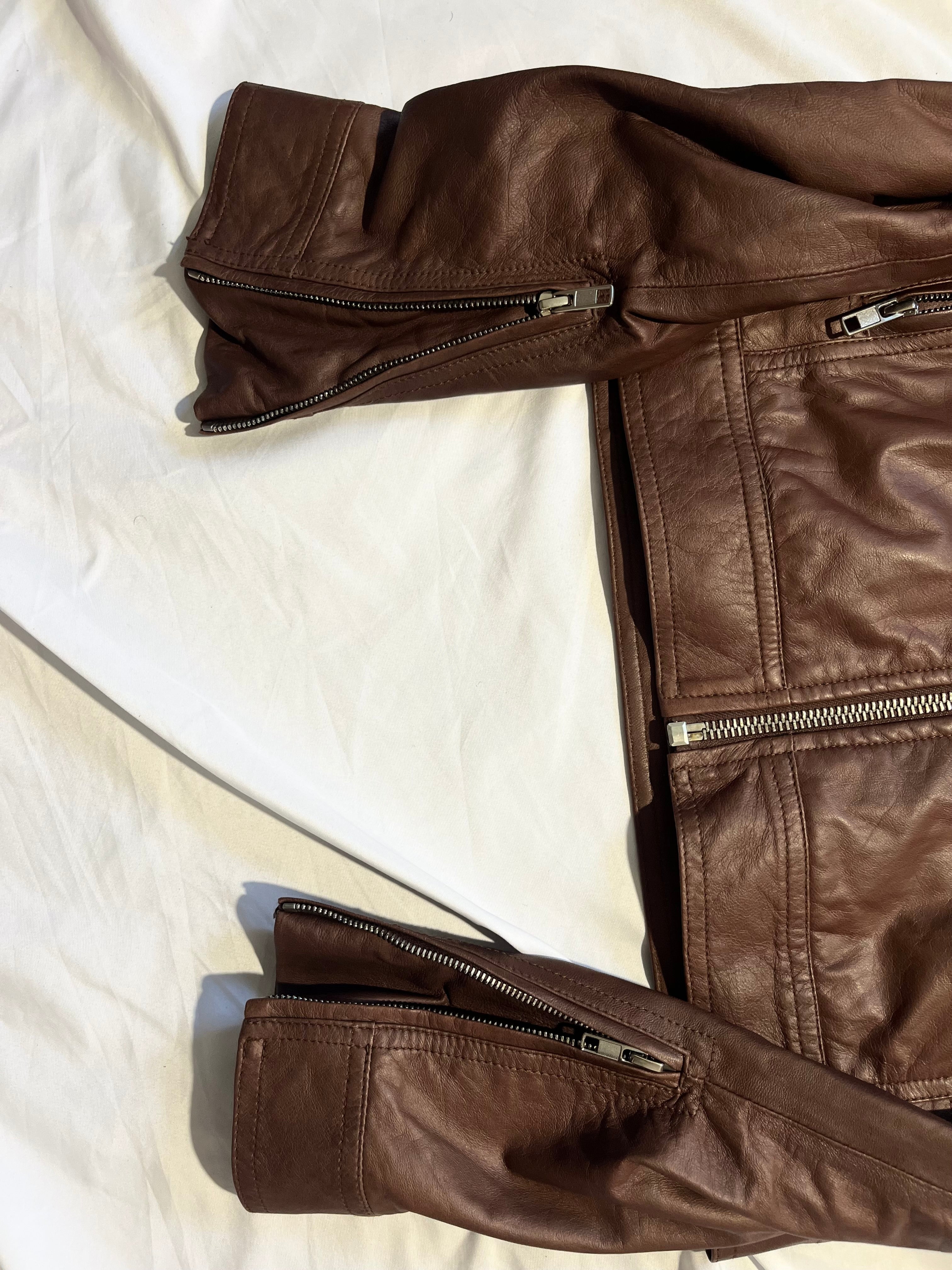 RICK OWENS FW14 "MOODY" HOODED LAMBSKIN JACKET IN CARAMEL SIZE 46IT