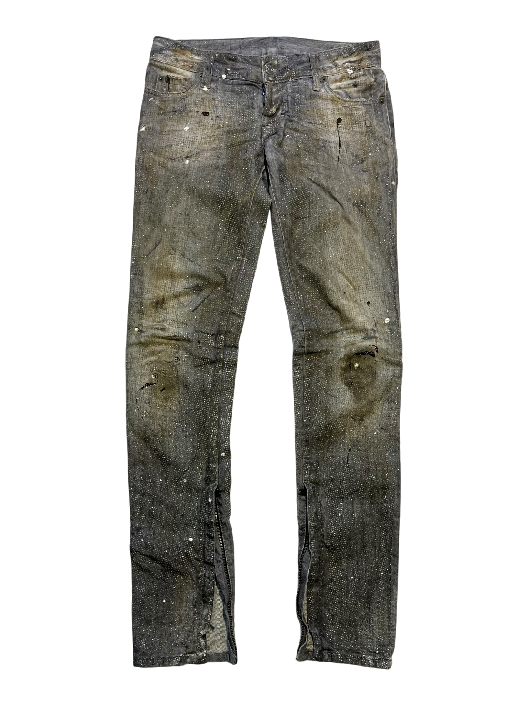 DSQUARED2 FW10 MUDDY GLITTER JEANS IN GRAY SIZE 40 EU