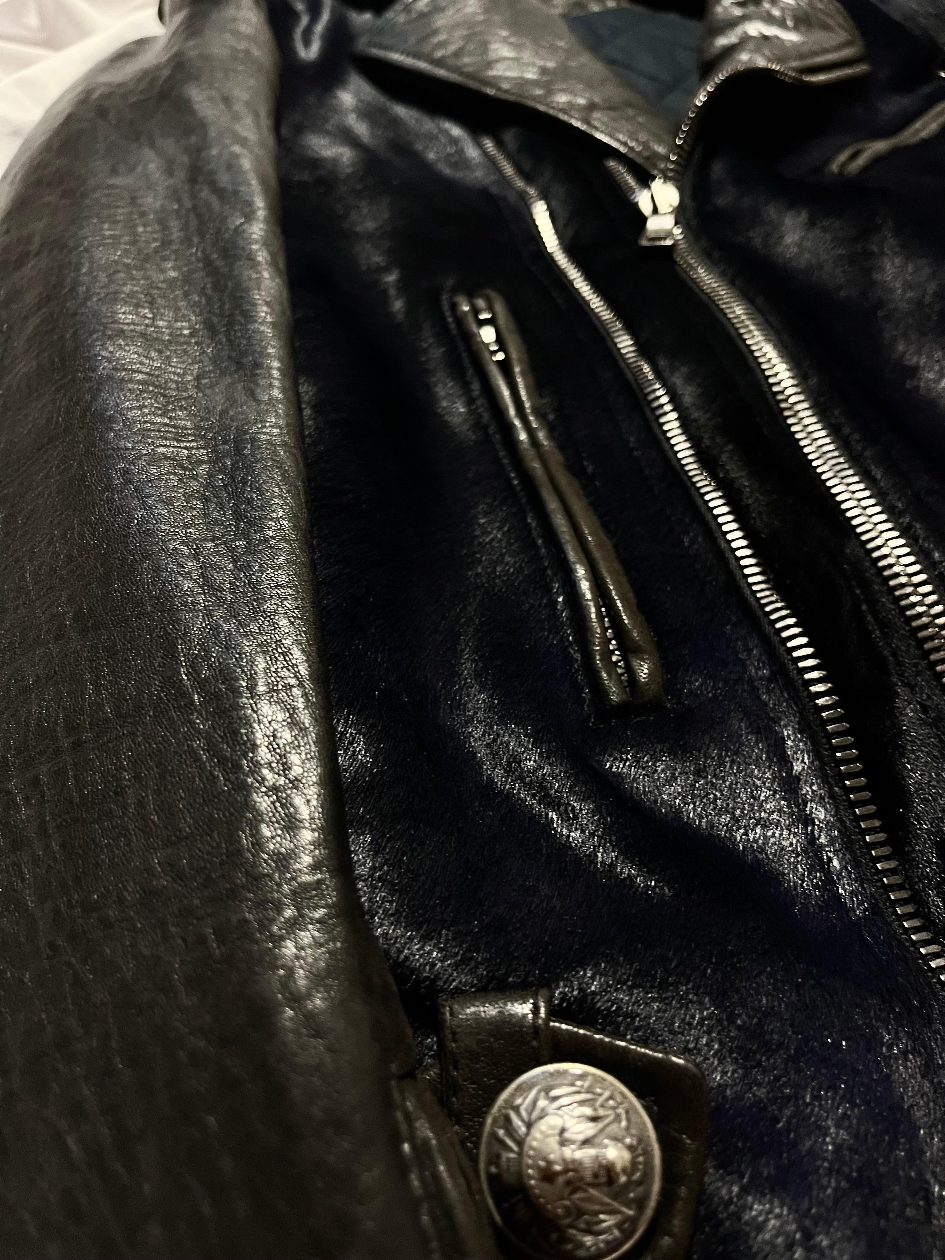 BALMAIN FW12 MIDNIGHT BLUE CALFHAIR AND COWHIDE PERFECTO BIKER JACKET IN 44