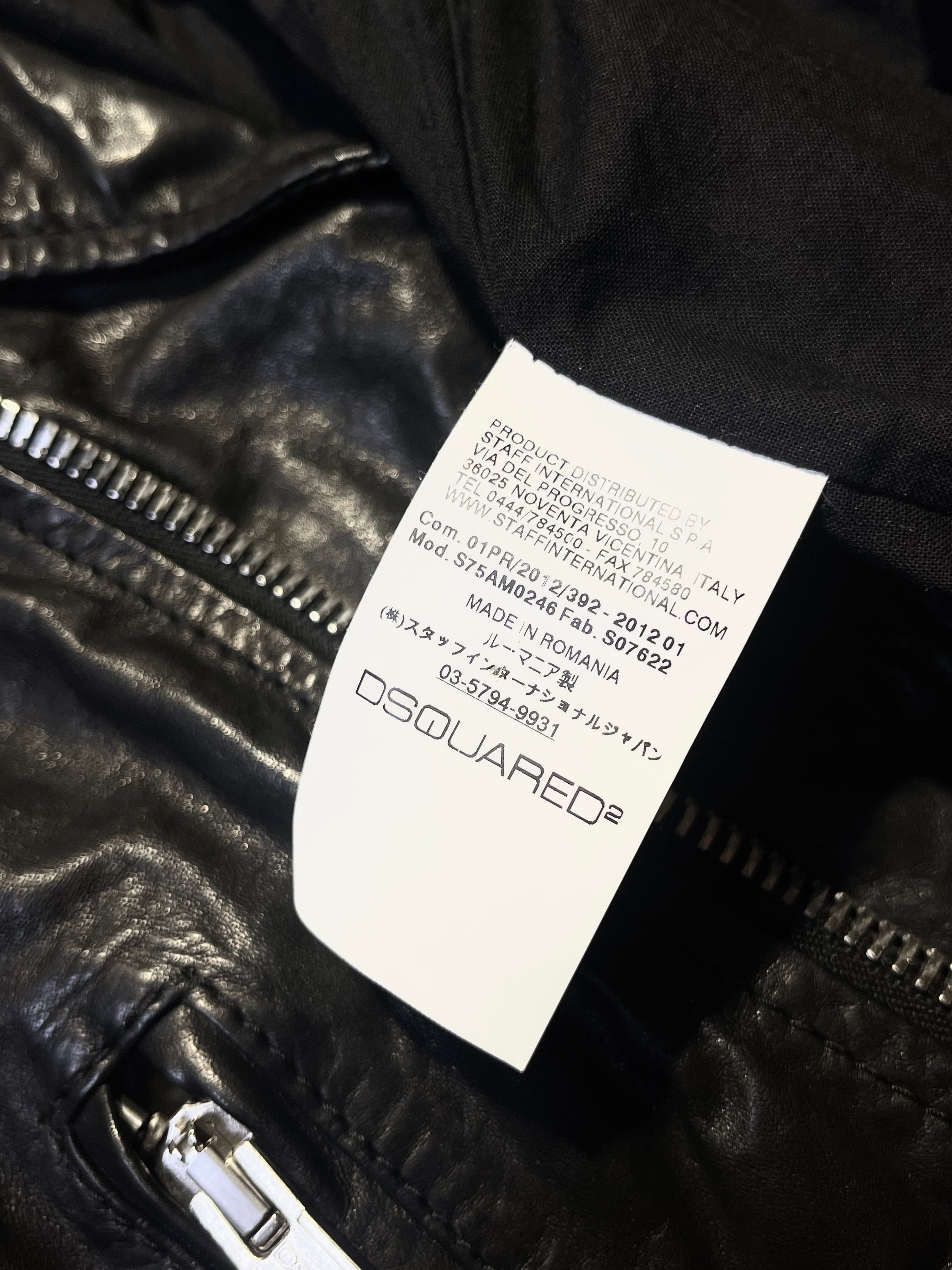DSQUARED2 STUDDED PERFECTO BIKER LEATHER JACKET IN SIZE 40