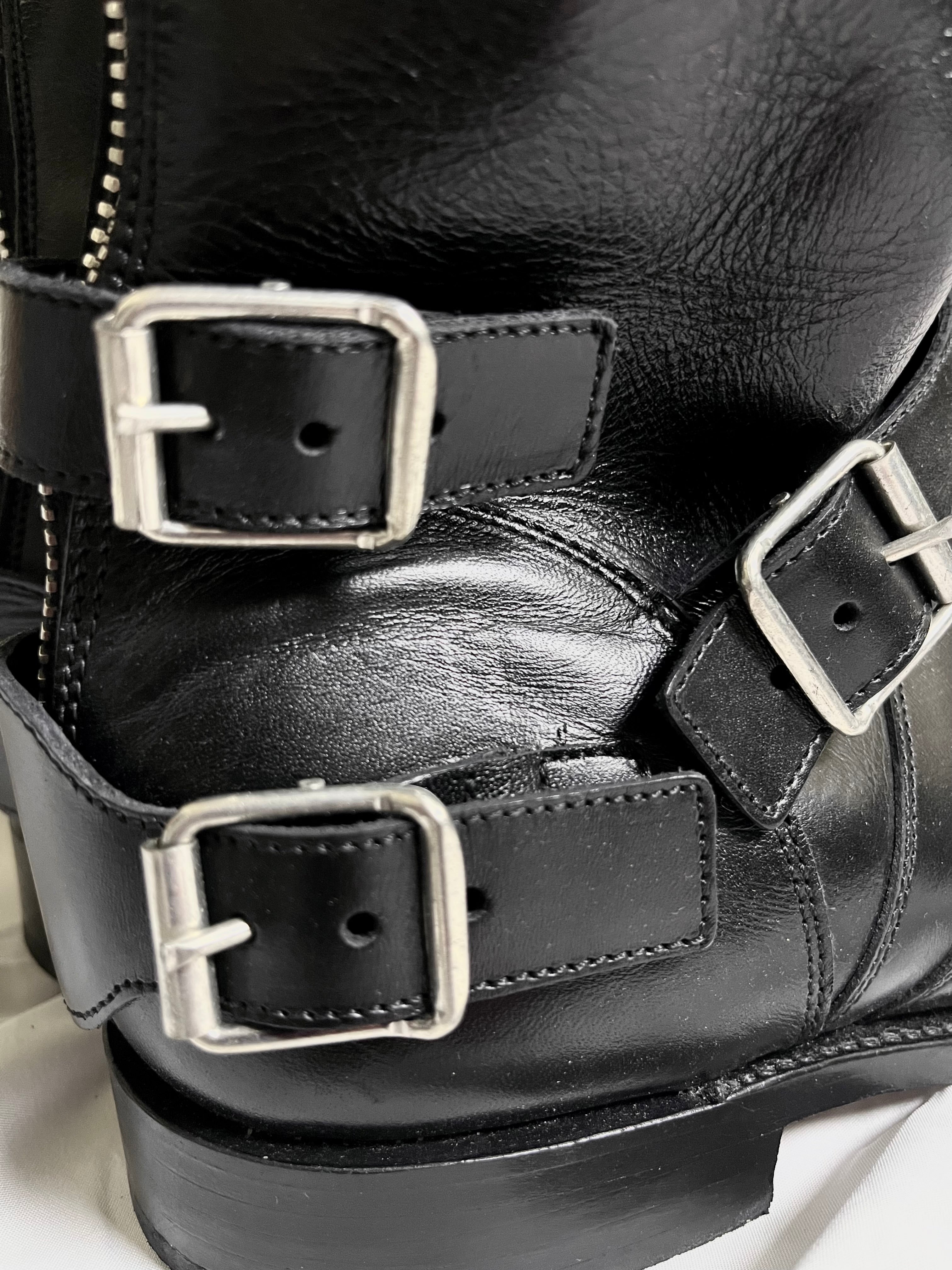 BALMAIN FW12 ENGINEER BOOTS IN BLACK LEATHER BY CHRISTOPHE DECARNIN